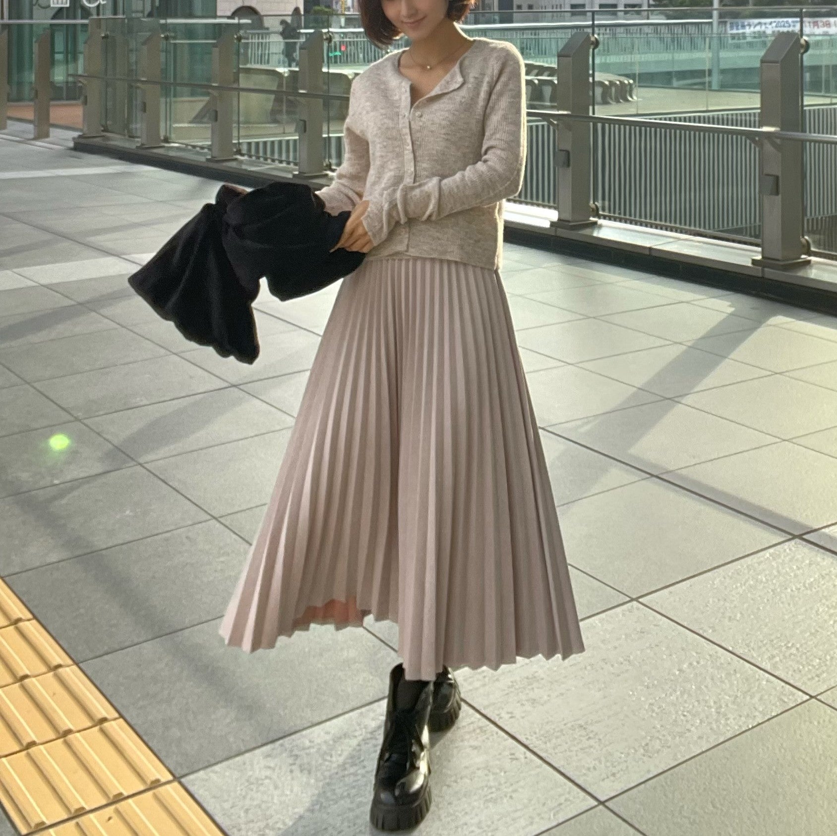 ヒューマンセカンドオケージョン Human 2nd Occasion スエード調アコーディオンプリーツスカート （ピンク） ピンク