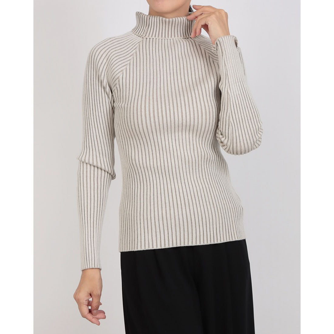 ヒューマンセカンドオケージョン Human 2nd Occasion プレーティングニットタートルネックプルオーバー （オフホワイト） オフホワイト