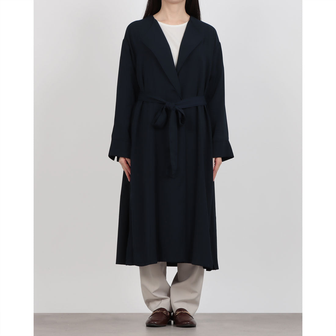 ヒューマンセカンドオケージョン Human 2nd Occasion バック異素材切替ガウン風コート （ネイビー） ネイビー