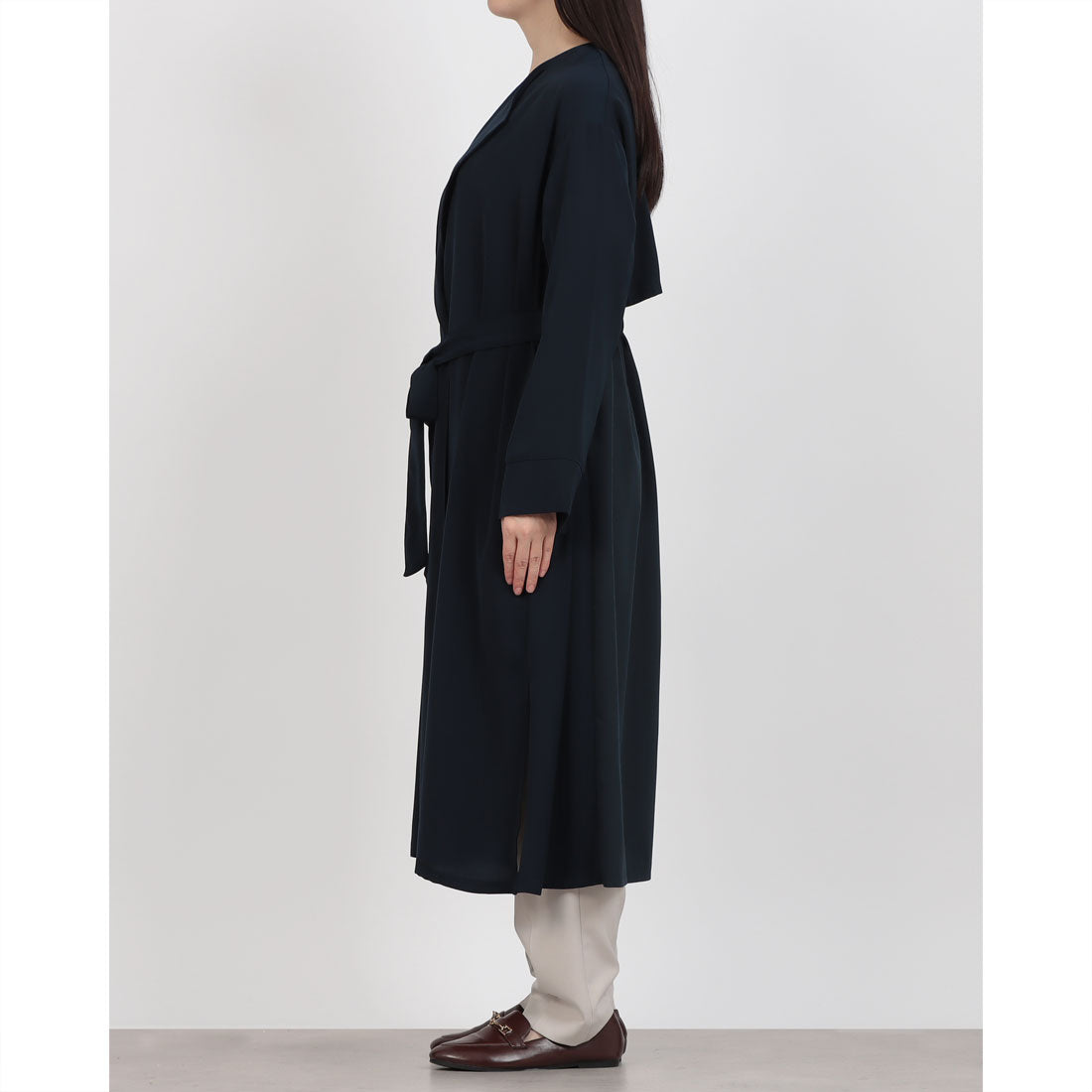 ヒューマンセカンドオケージョン Human 2nd Occasion バック異素材切替ガウン風コート （ネイビー） ネイビー