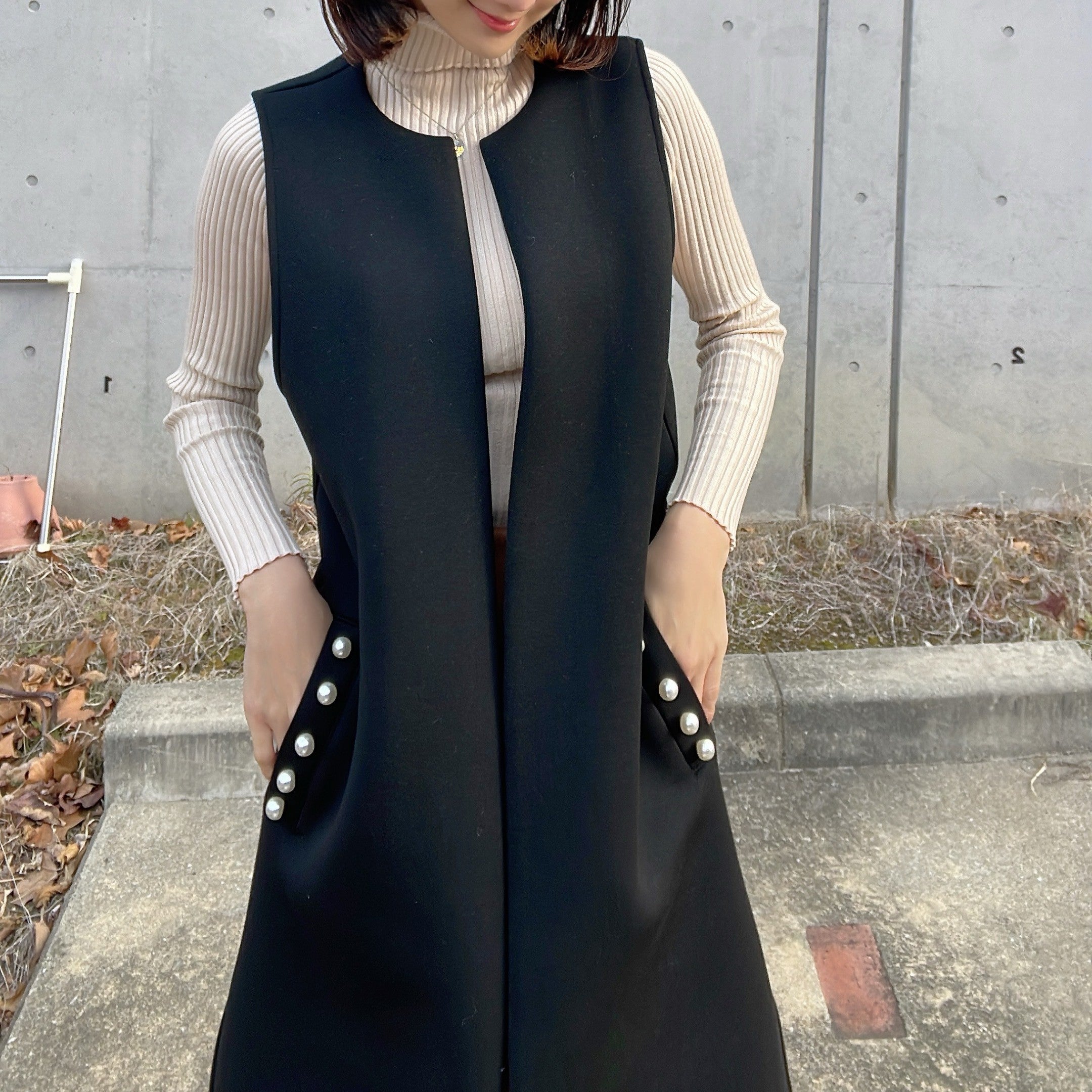 ヒューマンセカンドオケージョン Human 2nd Occasion スポリバパール付きロングジ （ブラック） ブラック