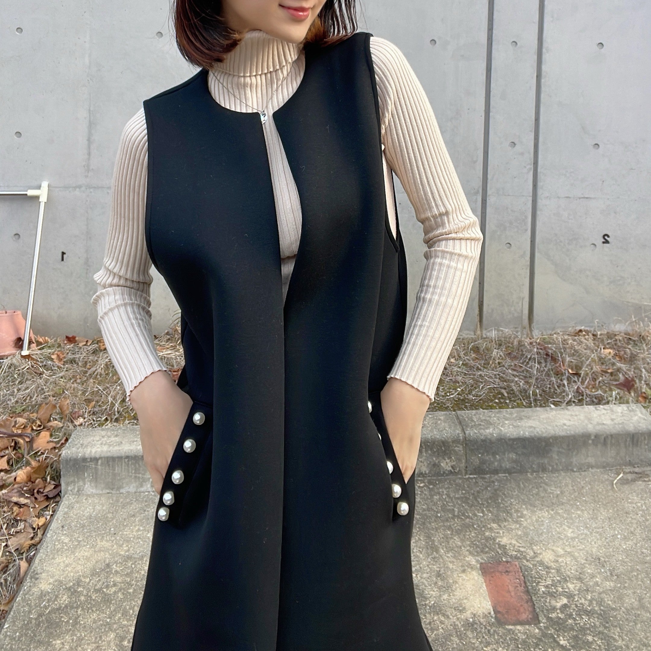 ヒューマンセカンドオケージョン Human 2nd Occasion スポリバパール付きロングジ （ブラック） ブラック