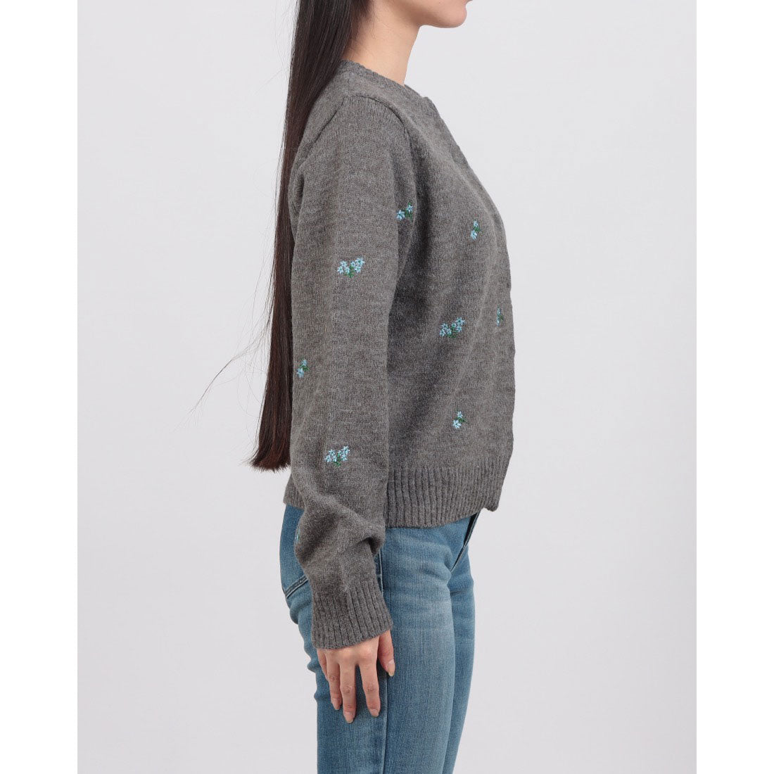 ヒューマンセカンドオケージョン Human 2nd Occasion フラワー刺繍ニットカーディガン （チャコールグレー） チャコールグレー