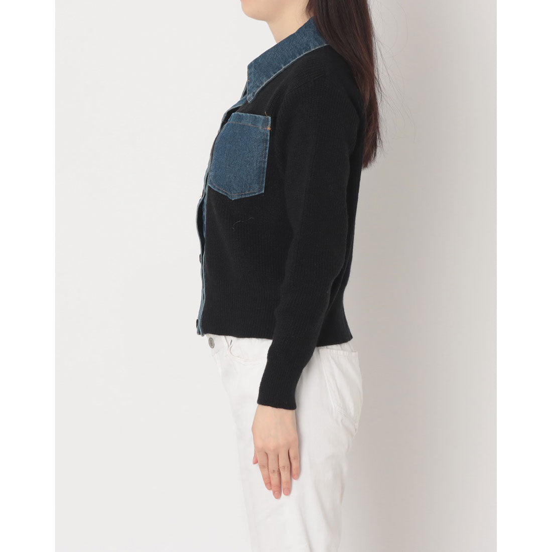 ヒューマンセカンドオケージョン Human 2nd Occasion デニム×リブニットトップス （ブラック） ブラック