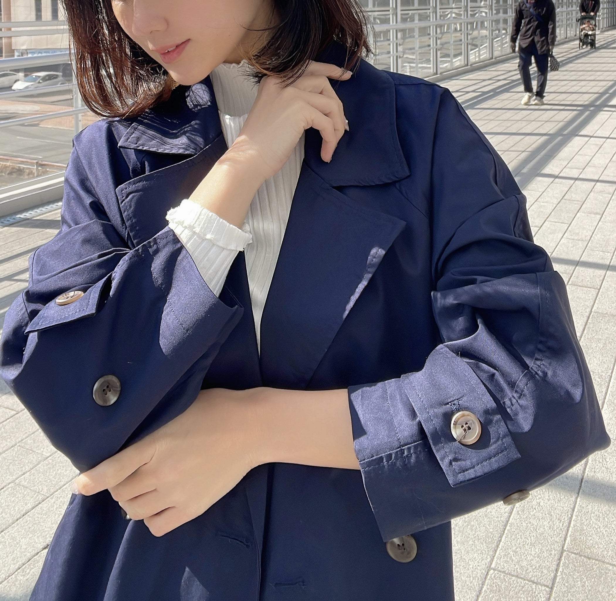 ヒューマンセカンドオケージョン Human 2nd Occasion 綿混ツイルトレンチコート （ネイビー） ネイビー