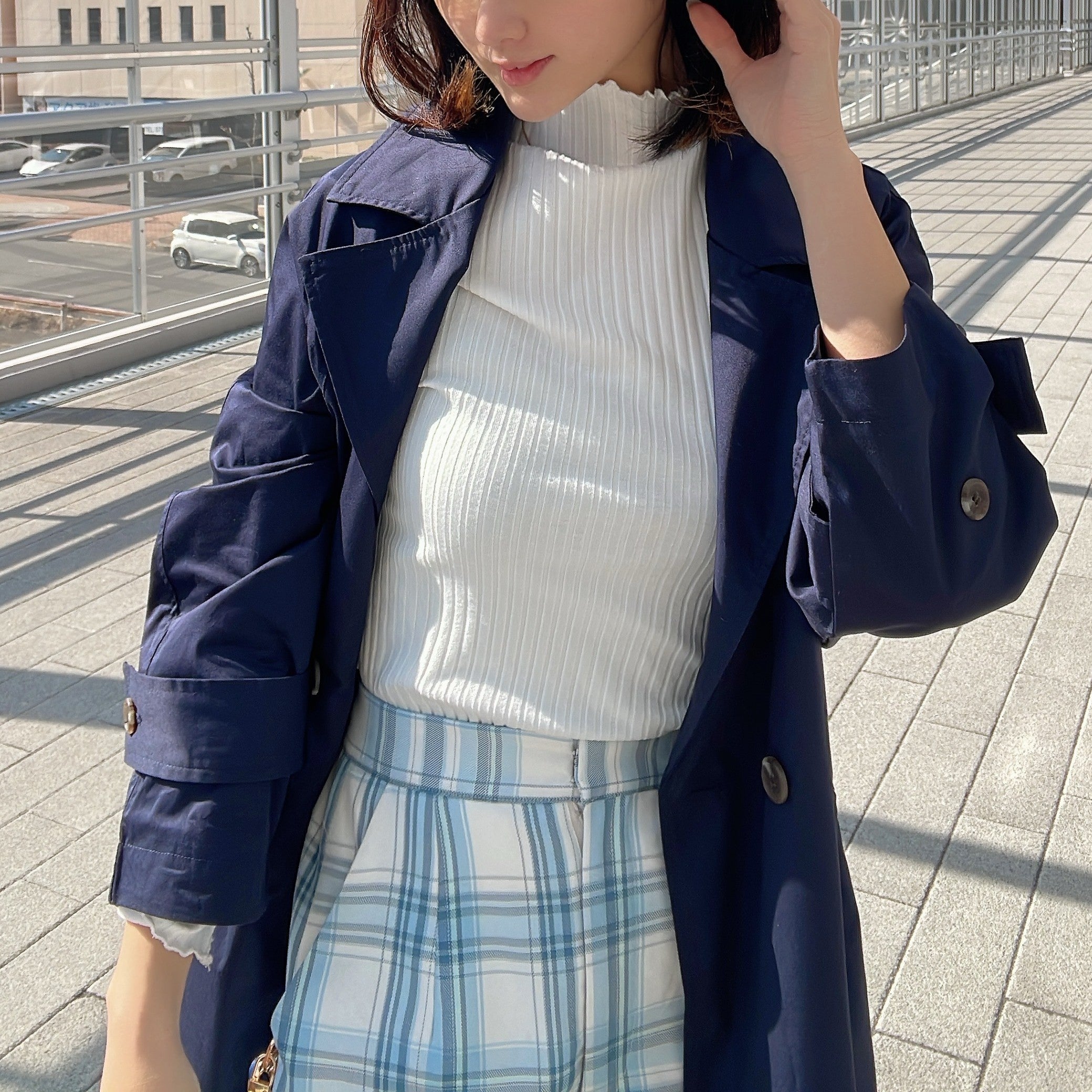 ヒューマンセカンドオケージョン Human 2nd Occasion 綿混ツイルトレンチコート （ネイビー） ネイビー