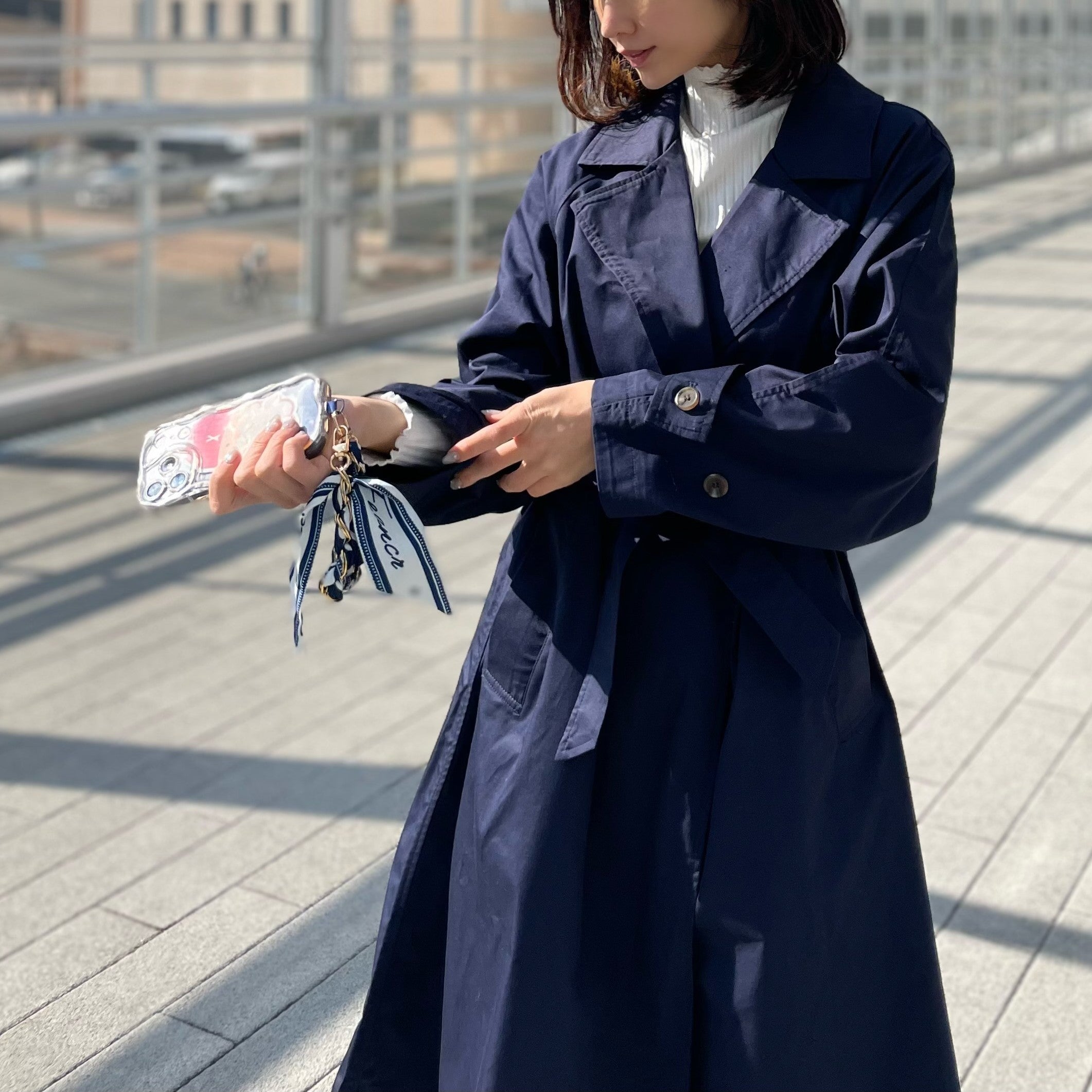 ヒューマンセカンドオケージョン Human 2nd Occasion 綿混ツイルトレンチコート （ネイビー） ネイビー