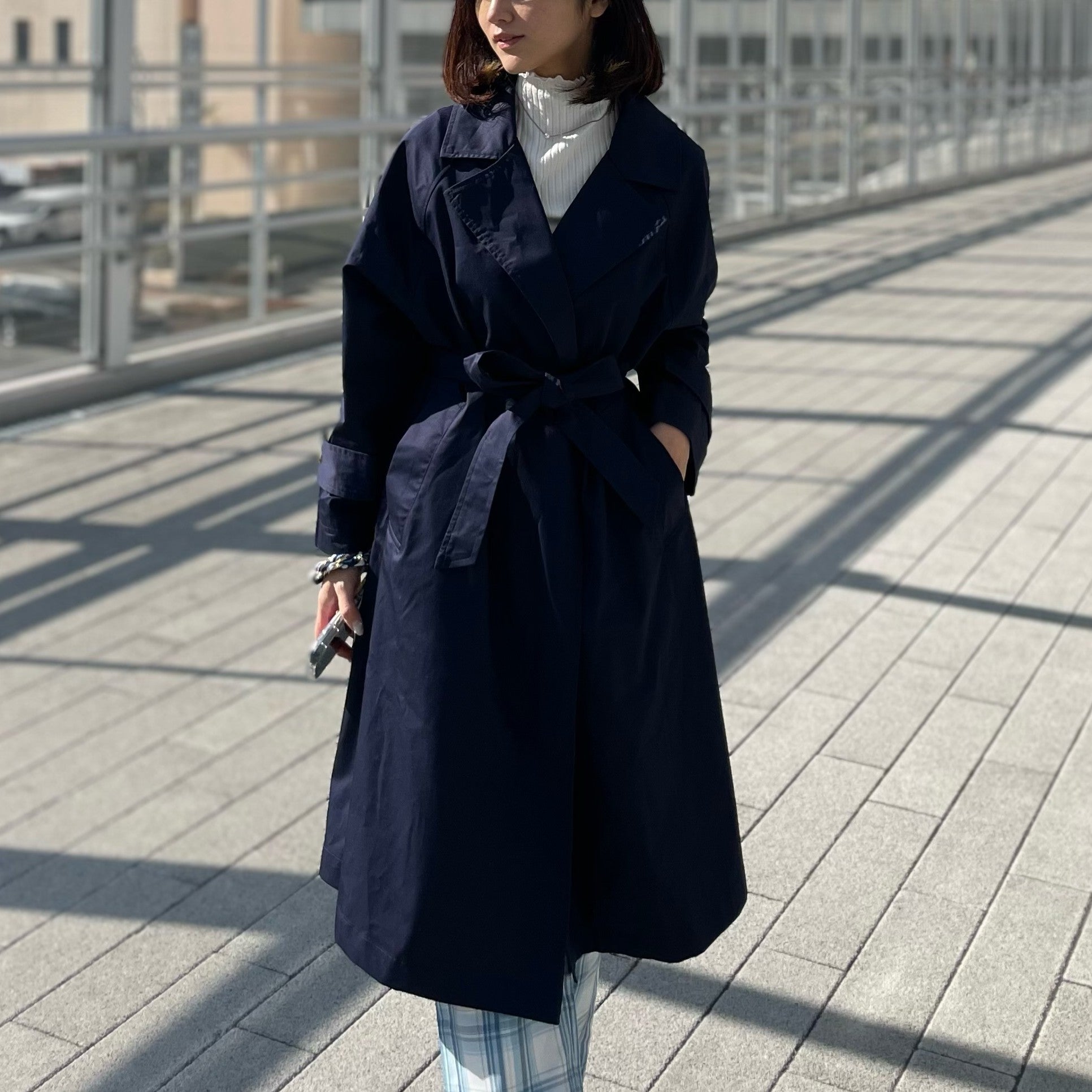 ヒューマンセカンドオケージョン Human 2nd Occasion 綿混ツイルトレンチコート （ネイビー） ネイビー