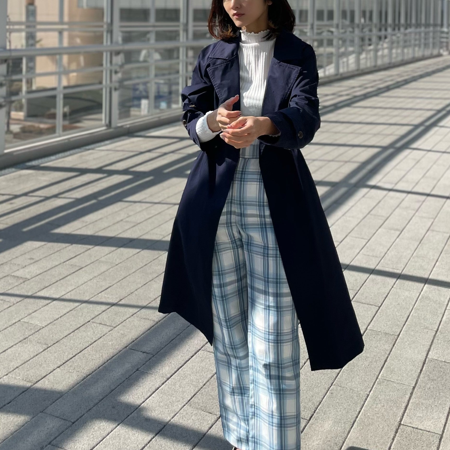 ヒューマンセカンドオケージョン Human 2nd Occasion 綿混ツイルトレンチコート （ネイビー） ネイビー