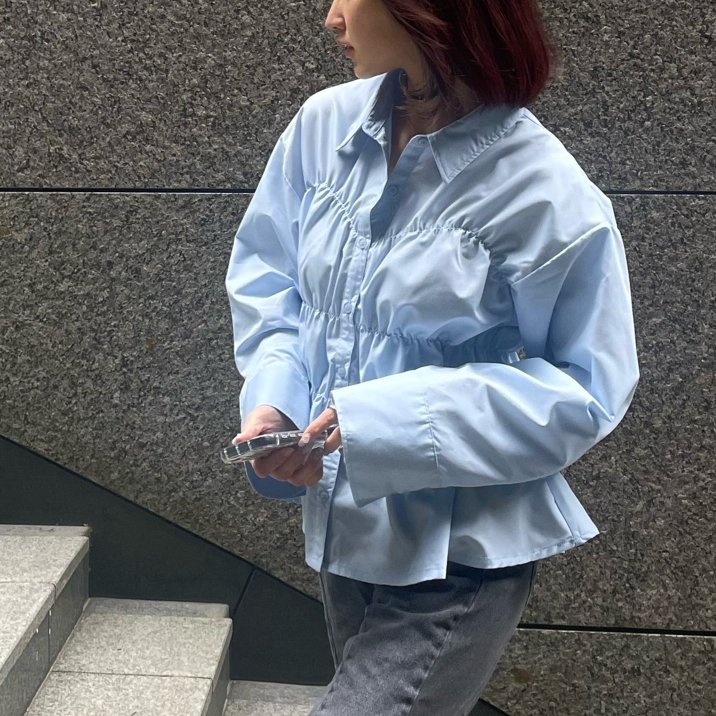 ヒューマンセカンドオケージョン Human 2nd Occasion T/Cブロードシャーリングシャツ （サックス） サックス