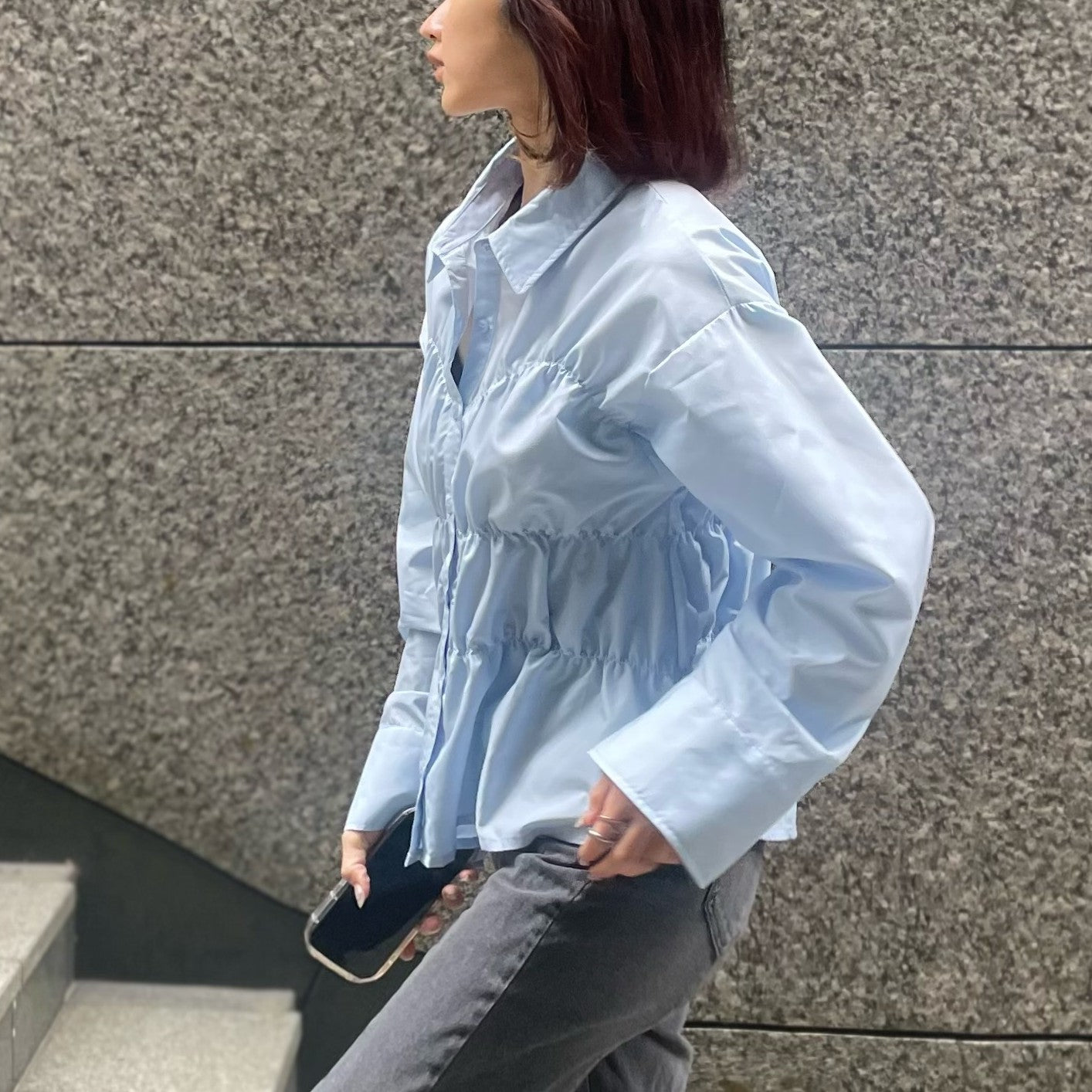 ヒューマンセカンドオケージョン Human 2nd Occasion T/Cブロードシャーリングシャツ （サックス） サックス