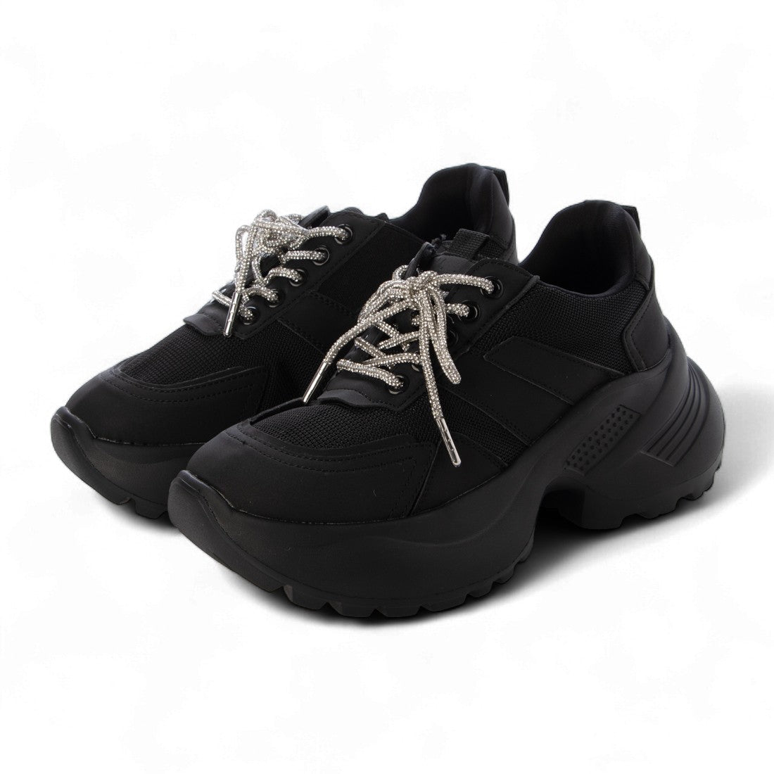 ハイガール Higirl 厚底ストーンリボンスニーカー （ブラックスムース） ブラックスムース