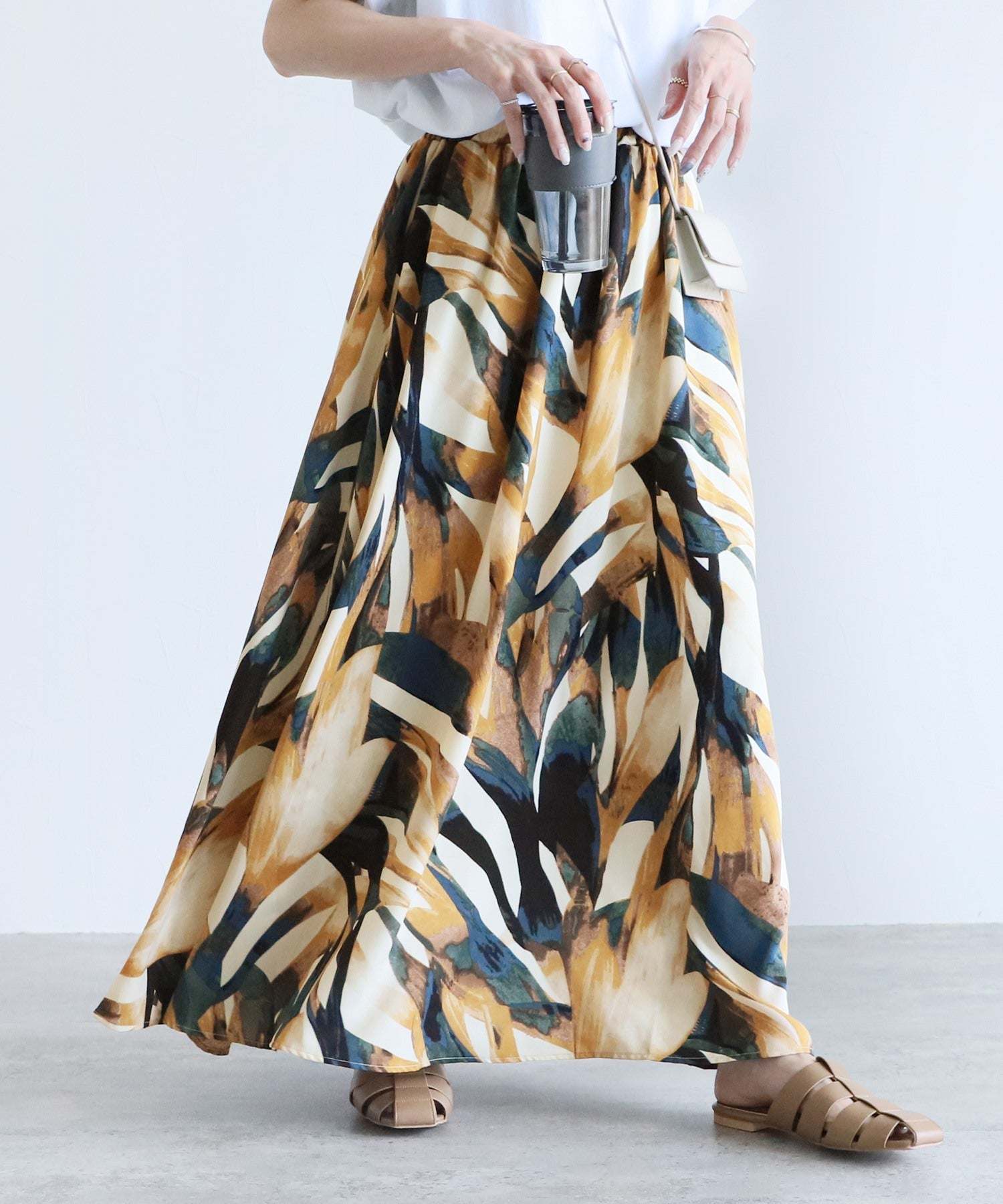 レカ reca アンティークペイント柄フレアスカート