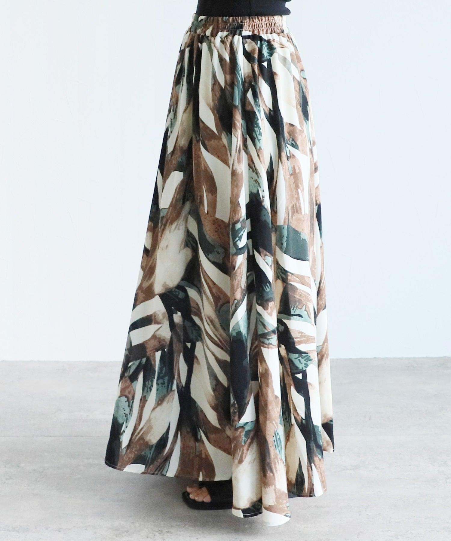 レカ reca アンティークペイント柄フレアスカート