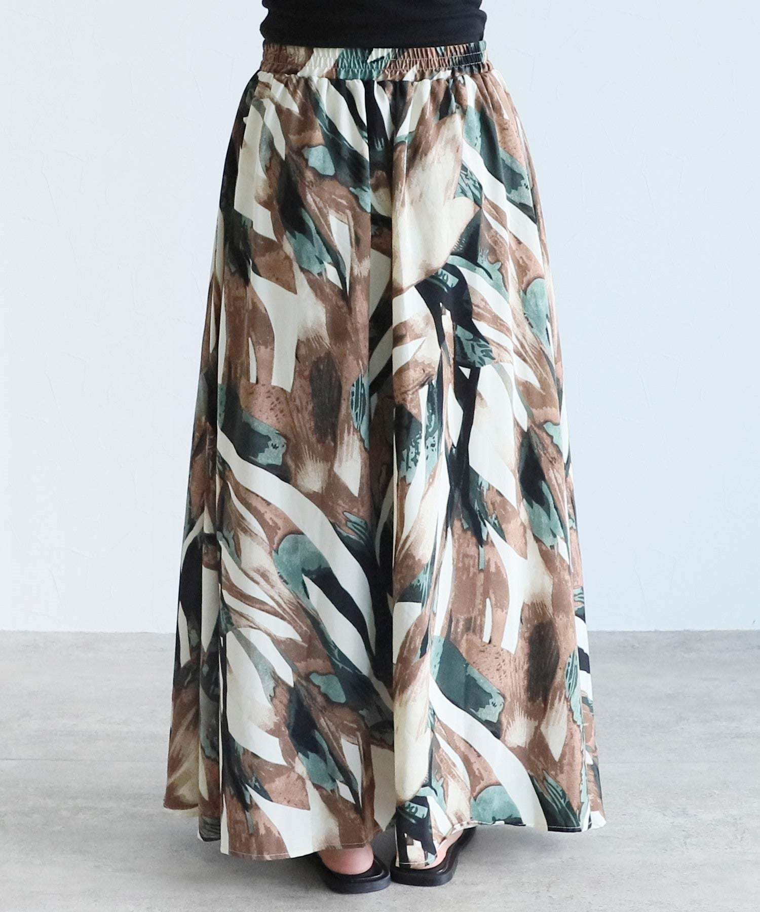 レカ reca アンティークペイント柄フレアスカート