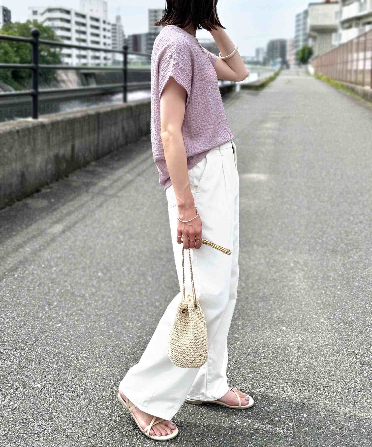 レカ reca カットシャーリングデザインフレンチスリーブTシャツ(R24139ーv) （ブラック） ブラック