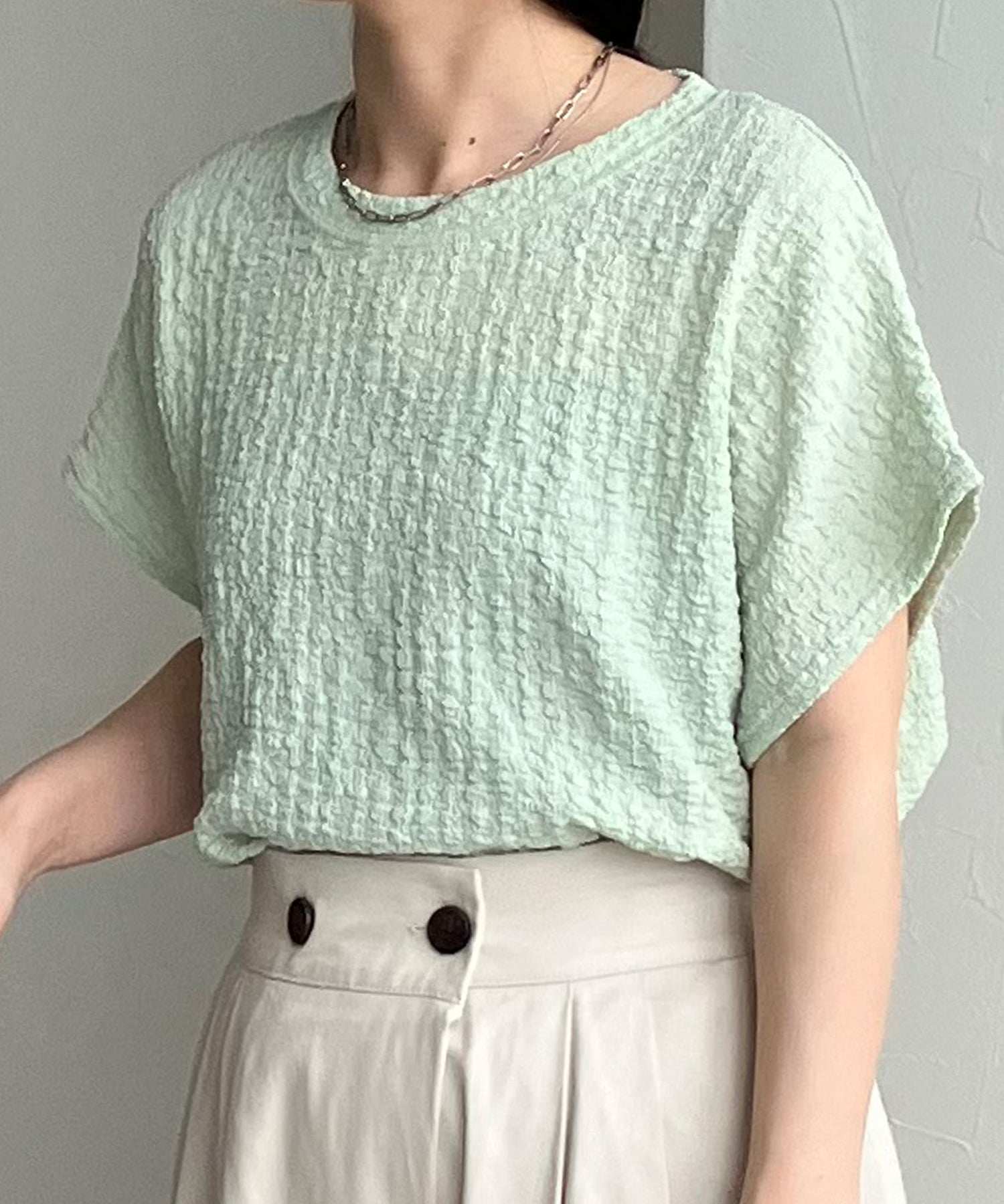 レカ reca カットシャーリングデザインフレンチスリーブTシャツ(R24139ーv) （ブラック） ブラック