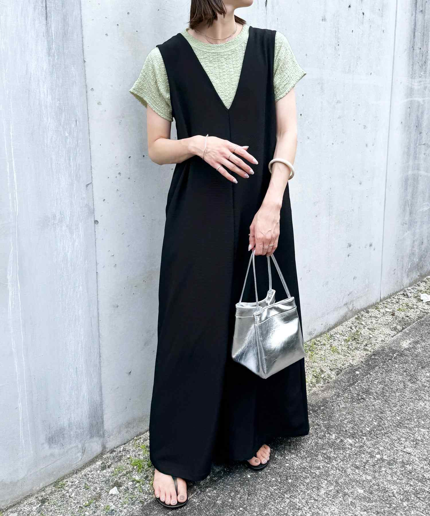 レカ reca カットシャーリングデザインフレンチスリーブTシャツ(R24139ーv) （ブラック） ブラック