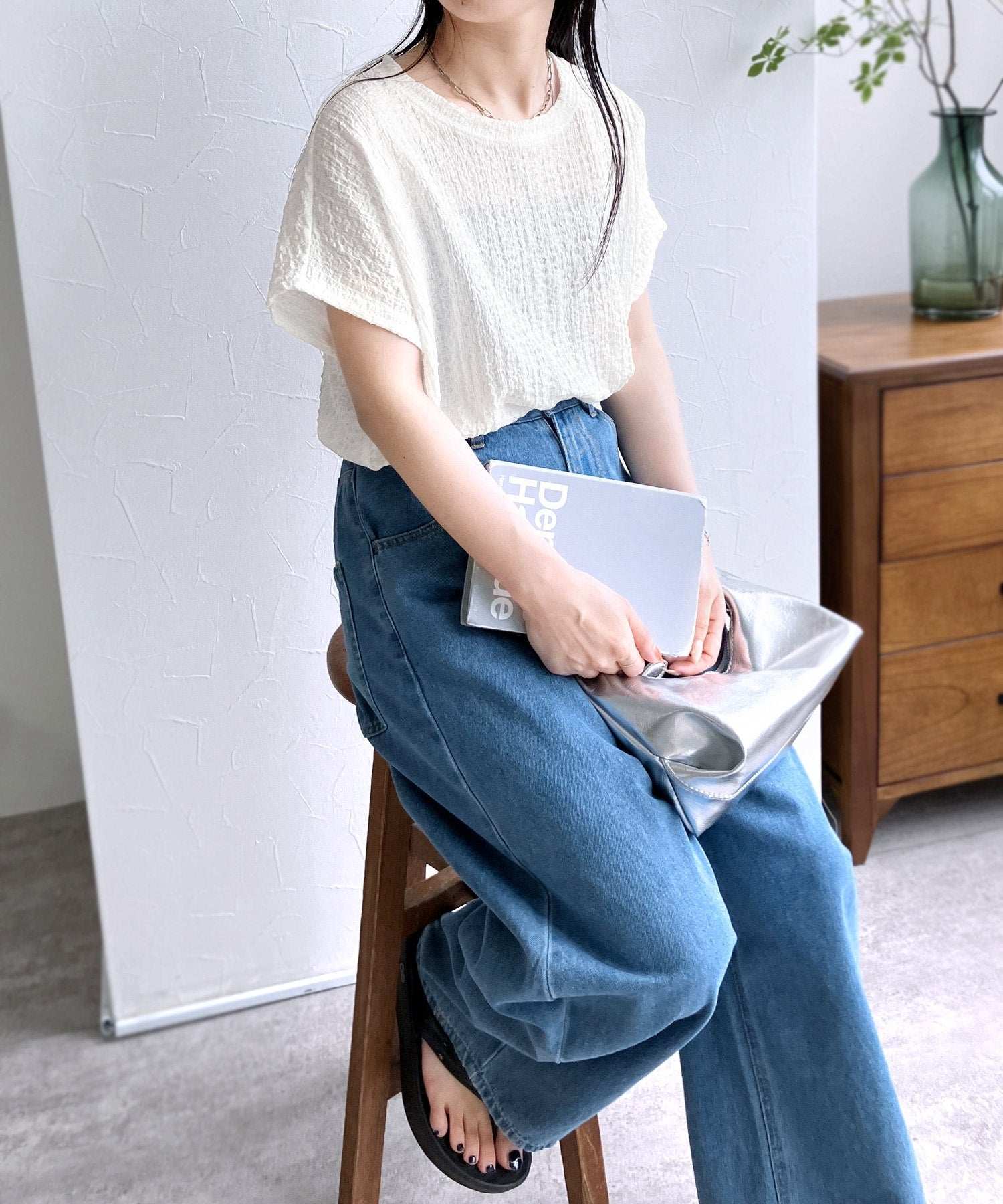 レカ reca カットシャーリングデザインフレンチスリーブTシャツ(R24139ーv) （ブラック） ブラック