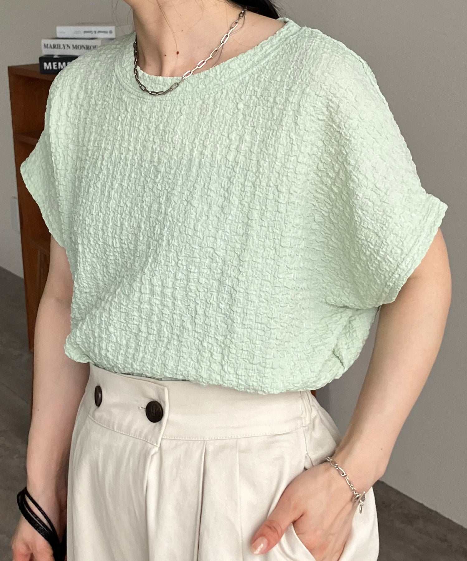 レカ reca カットシャーリングデザインフレンチスリーブTシャツ(R24139ーv) （グリーン） グリーン
