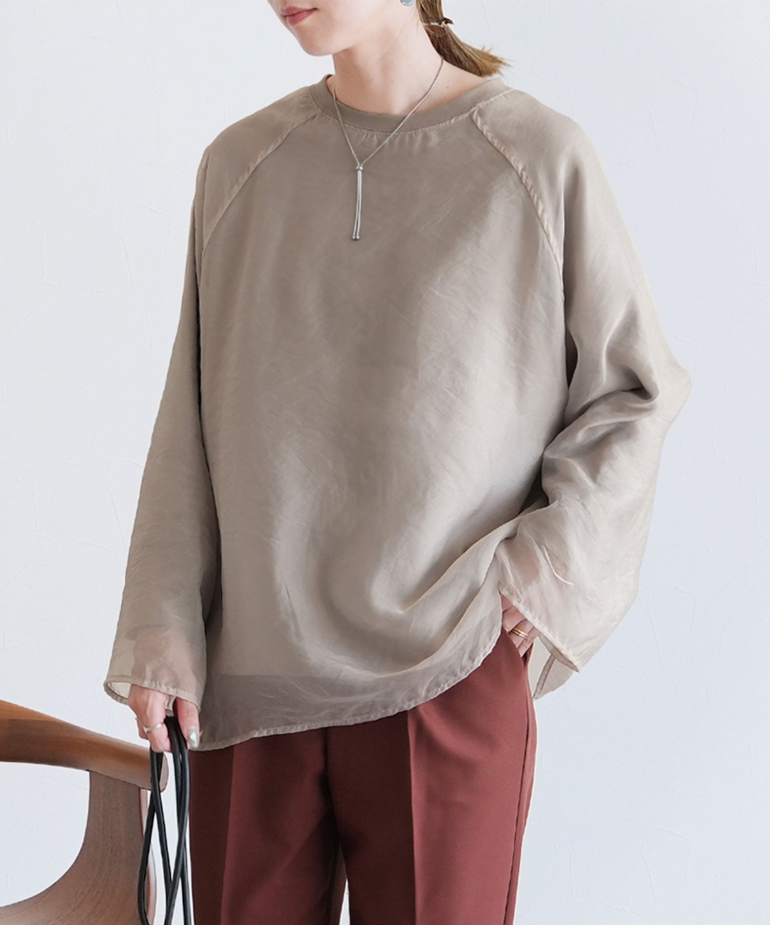 レカ reca オーガンジー重ねラグランTシャツ（day252926 ）（グレージュ） グレージュ