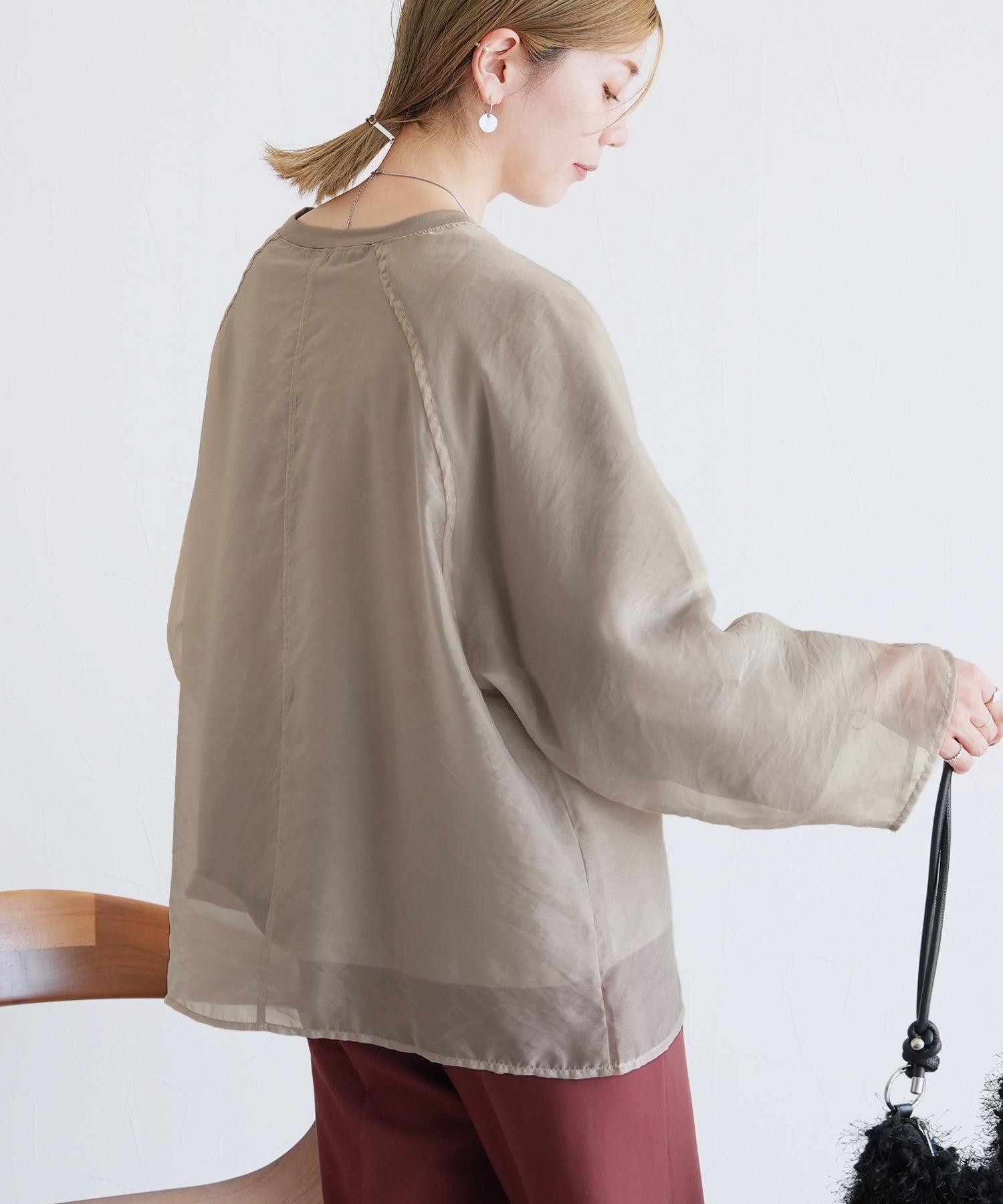 レカ reca オーガンジー重ねラグランTシャツ（day252926 ）（グレージュ） グレージュ