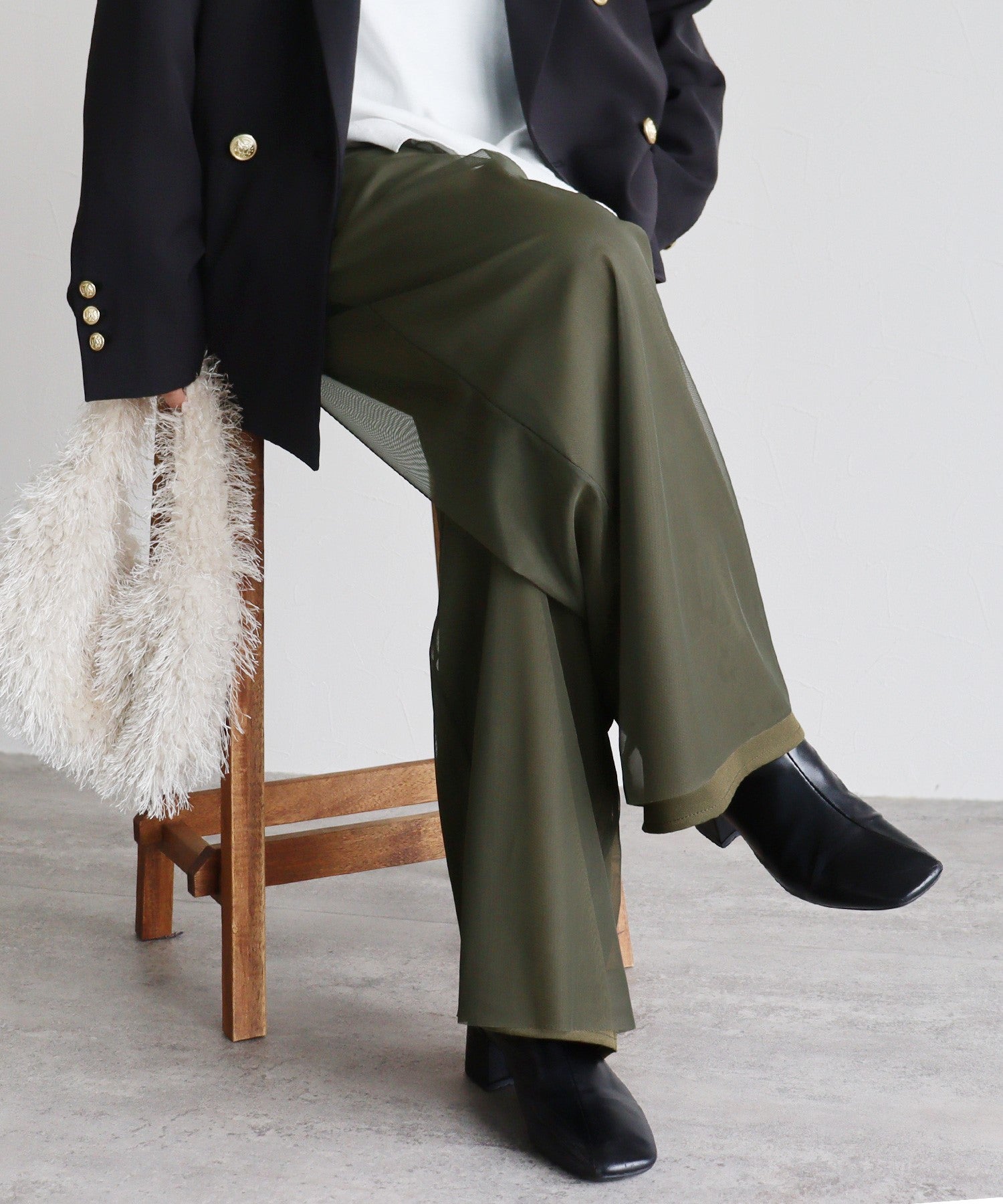 レカ reca チュールレイヤードパンツ（zn32080） （オリーブ） オリーブ