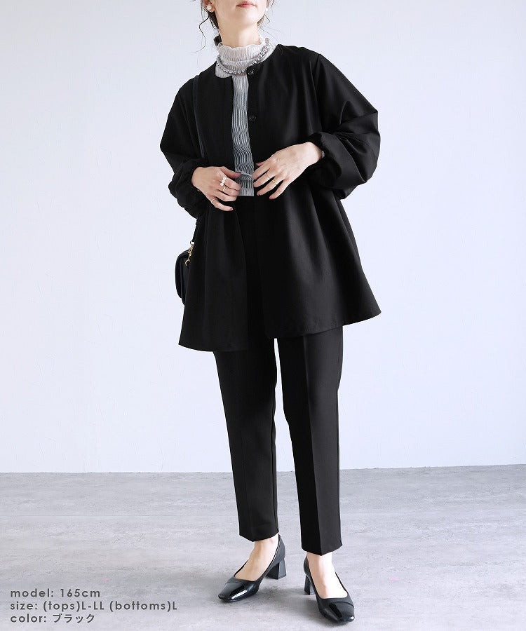 レカ reca ペプラムジャケット×テーパードパンツ2点セット（bel-hr-0622-set）（ブラック）オケージョン セットアップ ブラック