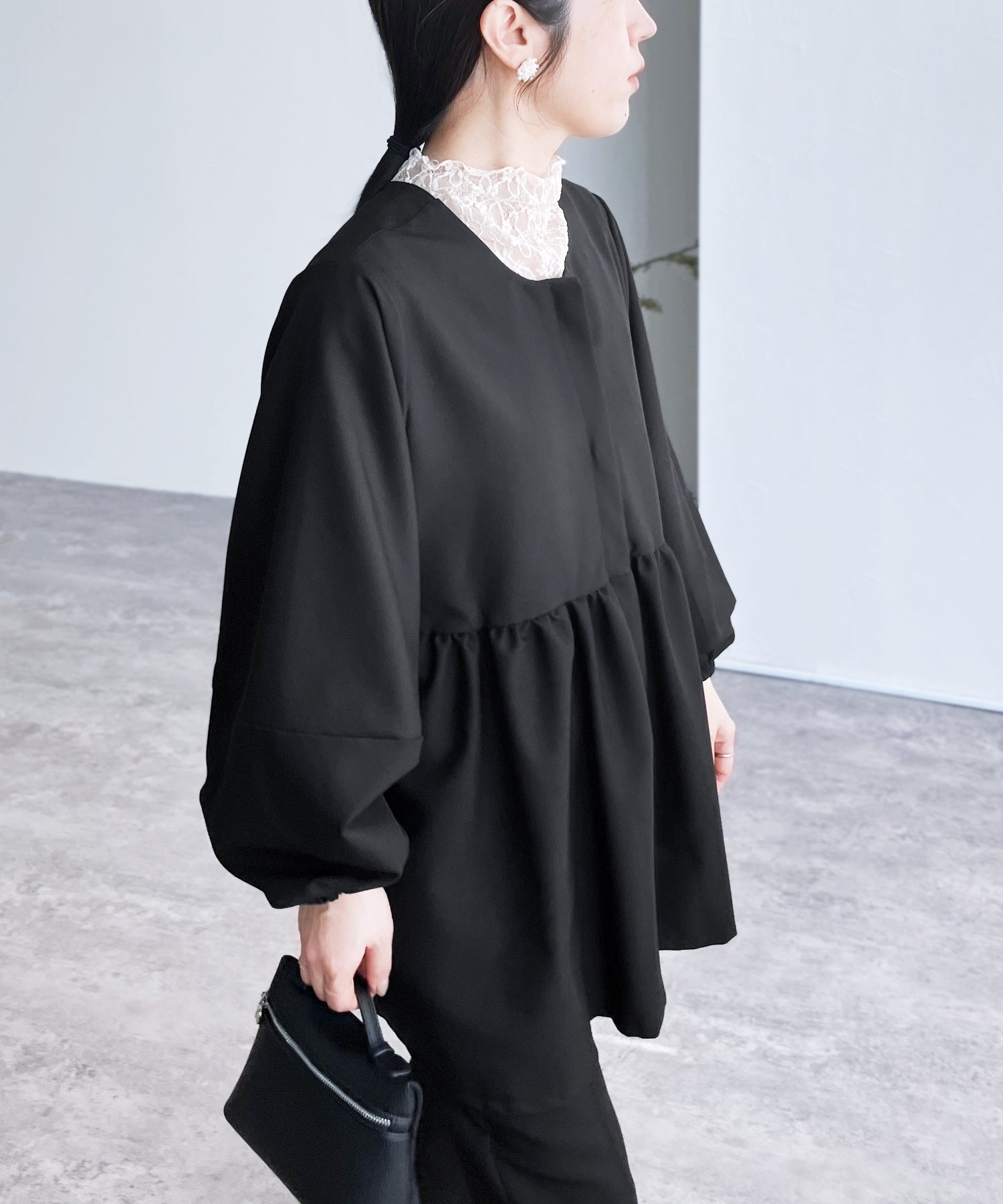 レカ reca ペプラムジャケット×テーパードパンツ2点セット（bel-hr-0622-set）（ブラック）オケージョン セットアップ ブラック