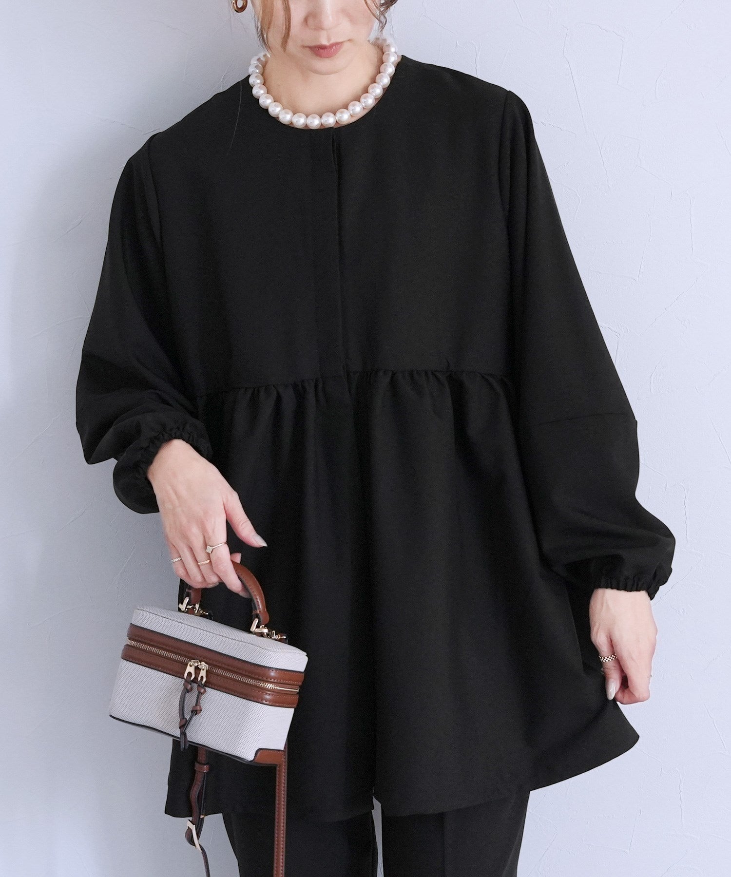 レカ reca ペプラムジャケット×テーパードパンツ2点セット（bel-hr-0622-set）（ブラック）オケージョン セットアップ ブラック