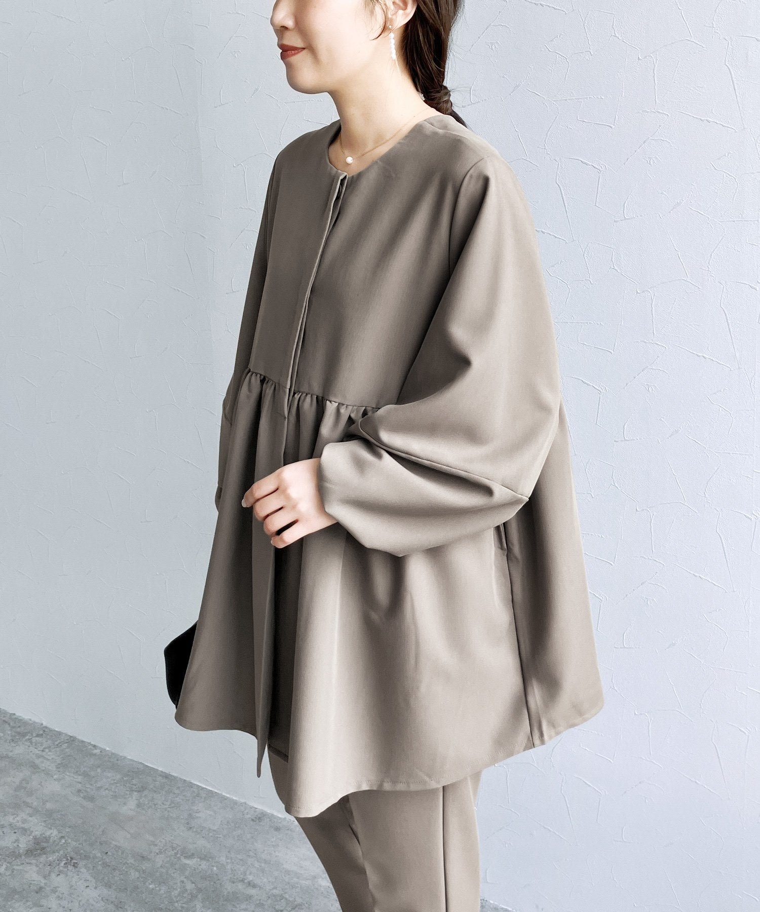 レカ reca ペプラムジャケット×テーパードパンツ2点セット（bel-hr-0622-set）（ブラック）オケージョン セットアップ ブラック