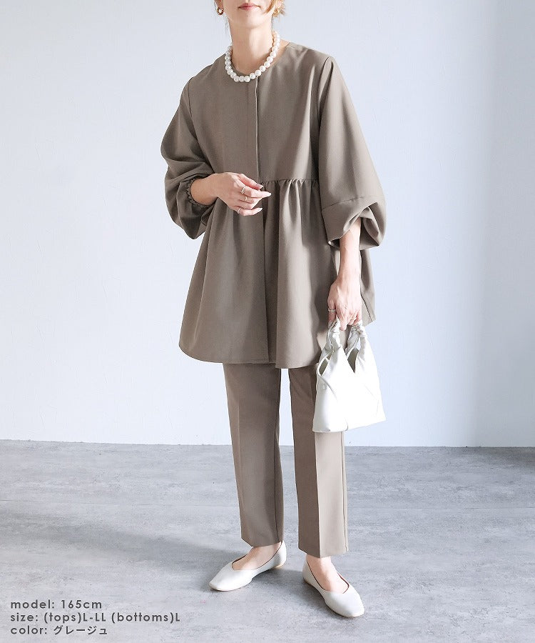 レカ reca ペプラムジャケット×テーパードパンツ2点セット（bel-hr-0622-set）（ブラック）オケージョン セットアップ ブラック