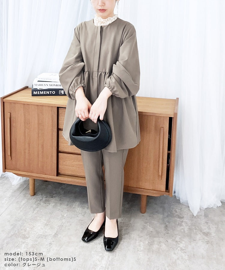 レカ reca ペプラムジャケット×テーパードパンツ2点セット（bel-hr-0622-set）（ブラック）オケージョン セットアップ ブラック