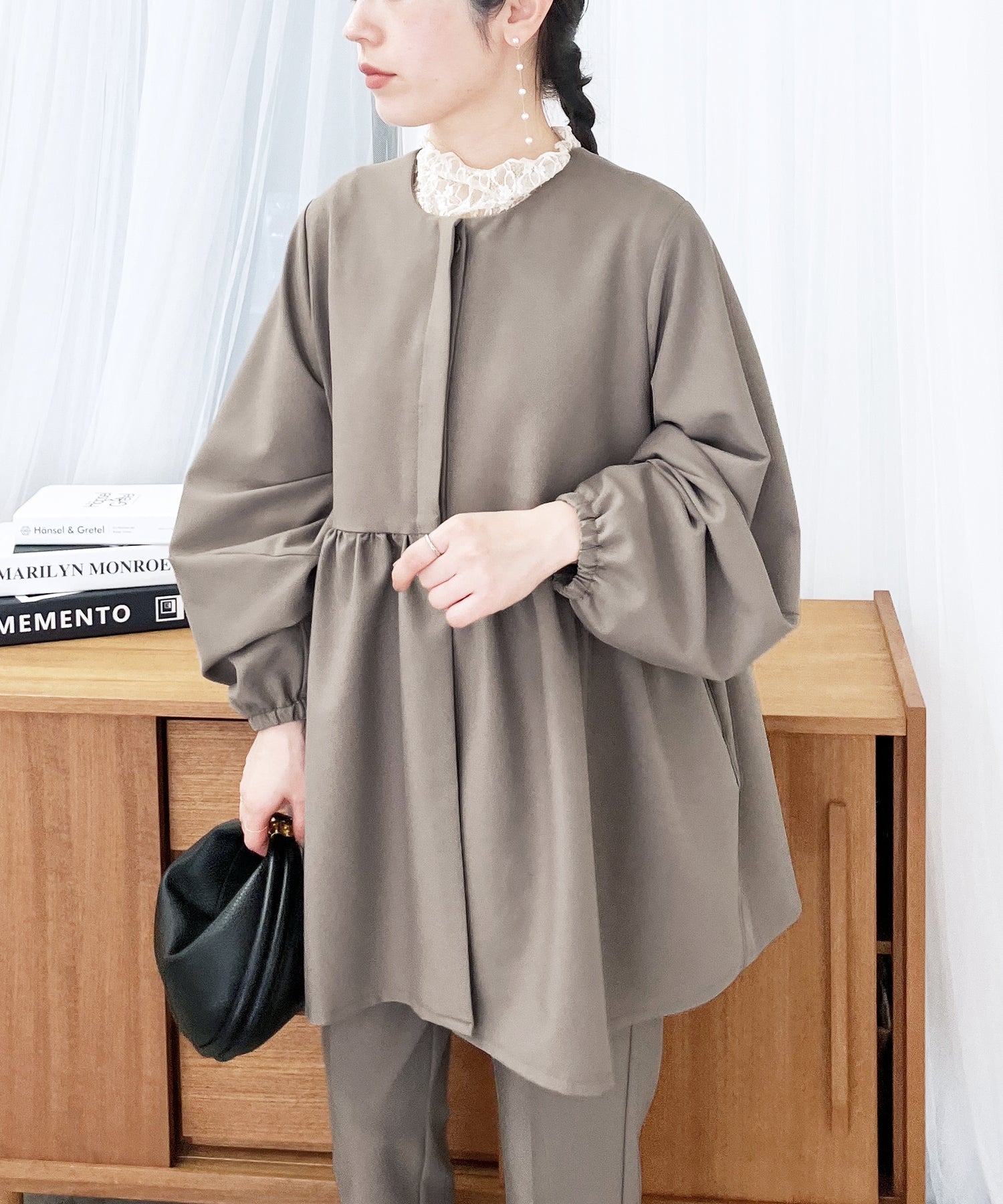 レカ reca ペプラムジャケット×テーパードパンツ2点セット（bel-hr-0622-set）（ブラック）オケージョン セットアップ ブラック