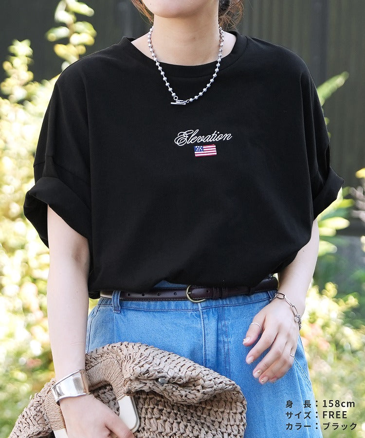 レカ reca 刺繍国旗ロゴTシャツ(day254682) （ネイビー） ネイビー