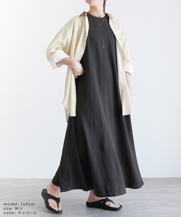 レカ reca エンボス風Aラインワンピース（my-3n23-1312） （チャコール） チャコール