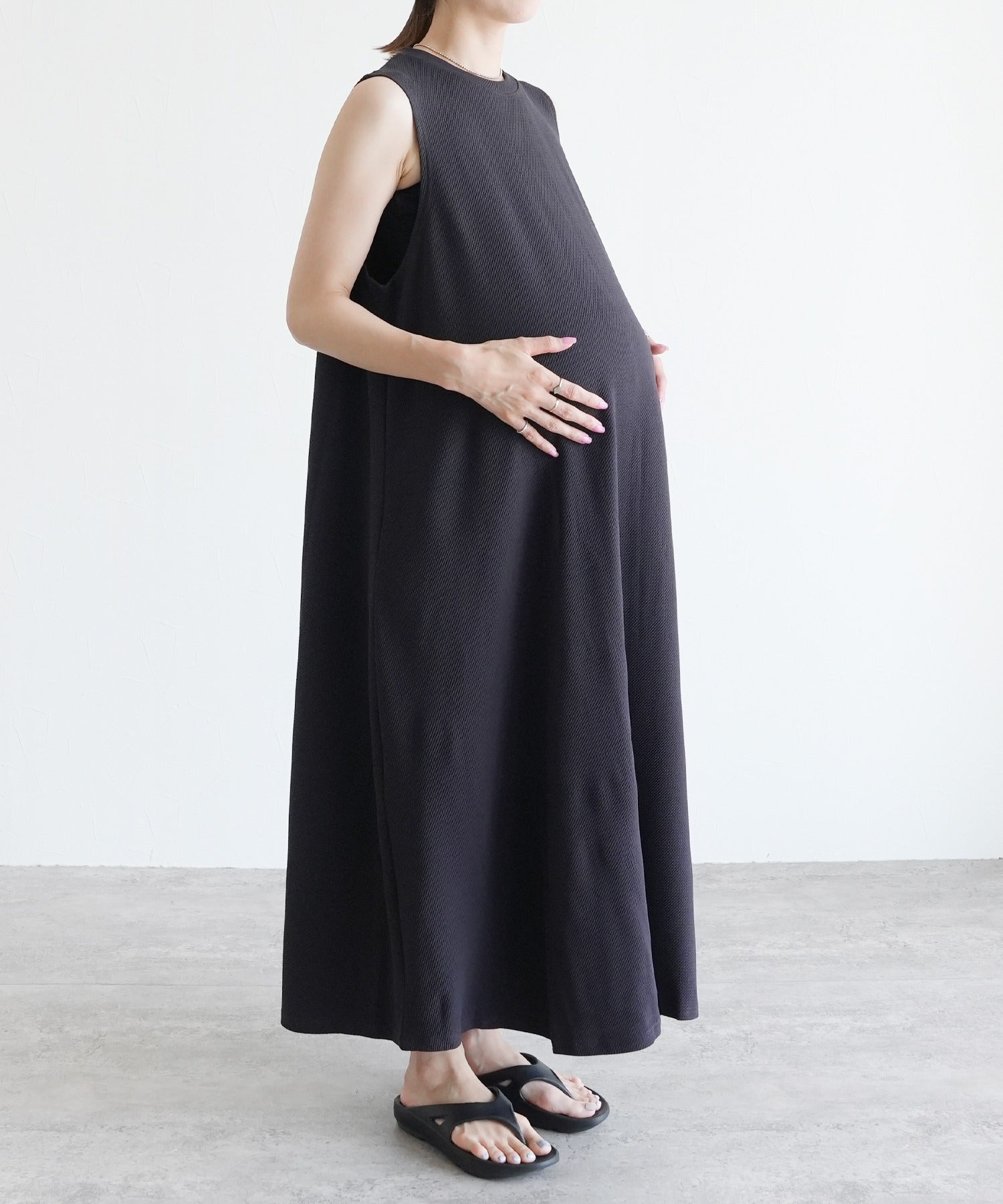 レカ reca エンボス風Aラインワンピース（my-3n23-1312） （チャコール） チャコール