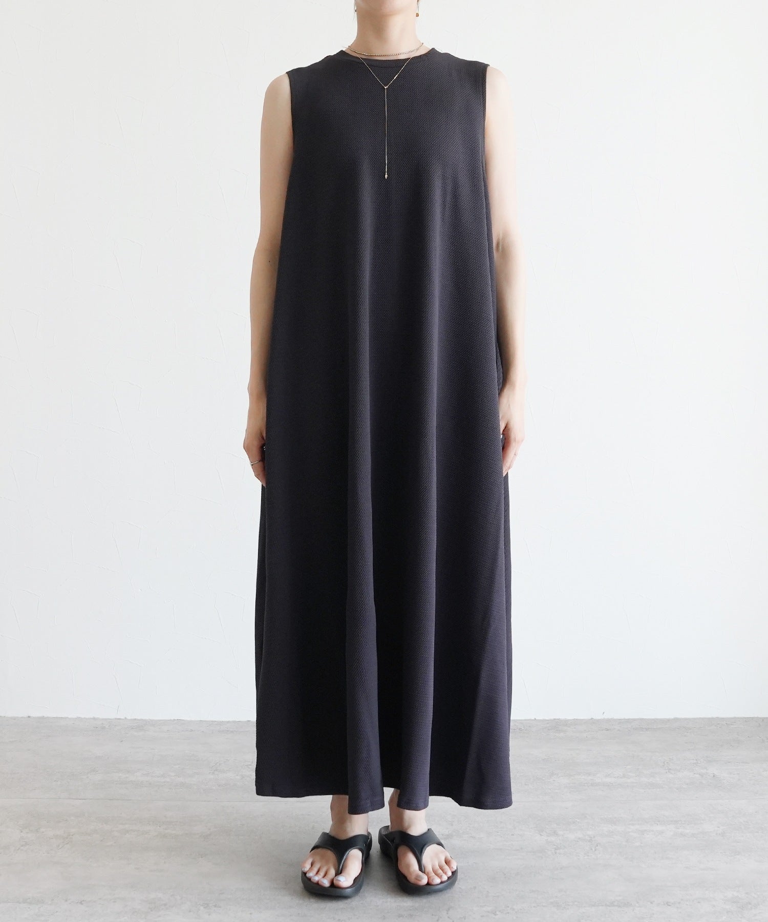 レカ reca エンボス風Aラインワンピース（my-3n23-1312） （チャコール） チャコール