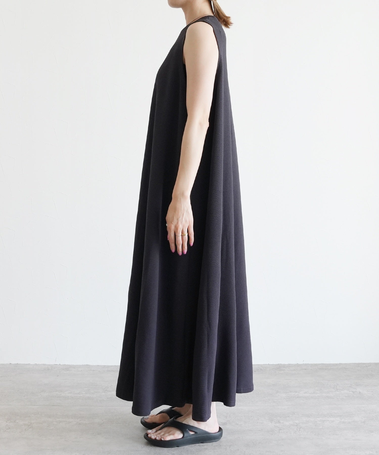 レカ reca エンボス風Aラインワンピース（my-3n23-1312） （チャコール） チャコール