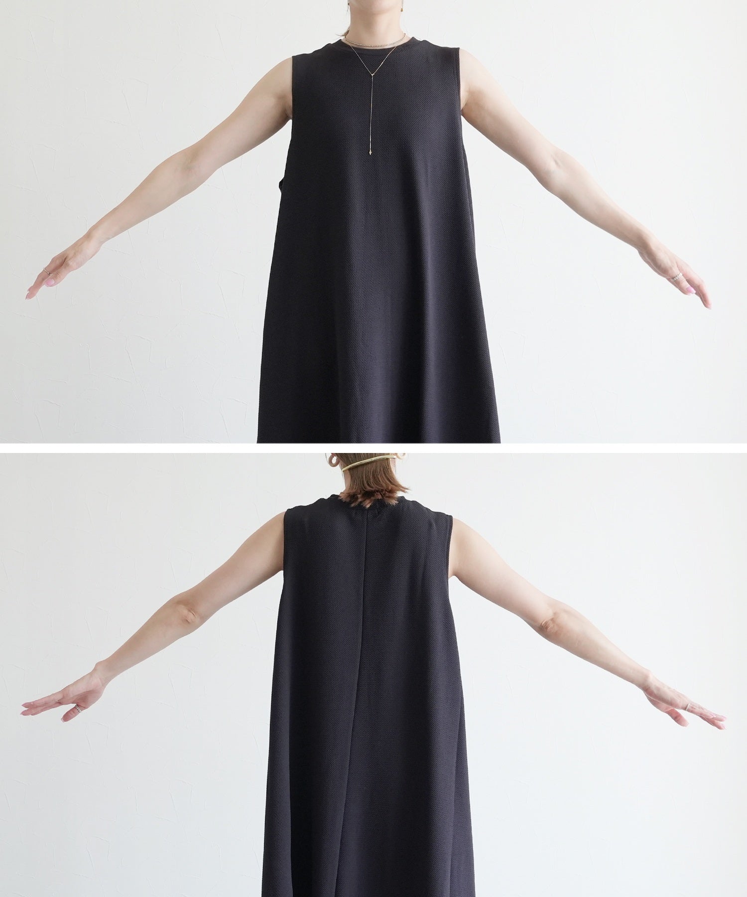 レカ reca エンボス風Aラインワンピース（my-3n23-1312） （チャコール） チャコール