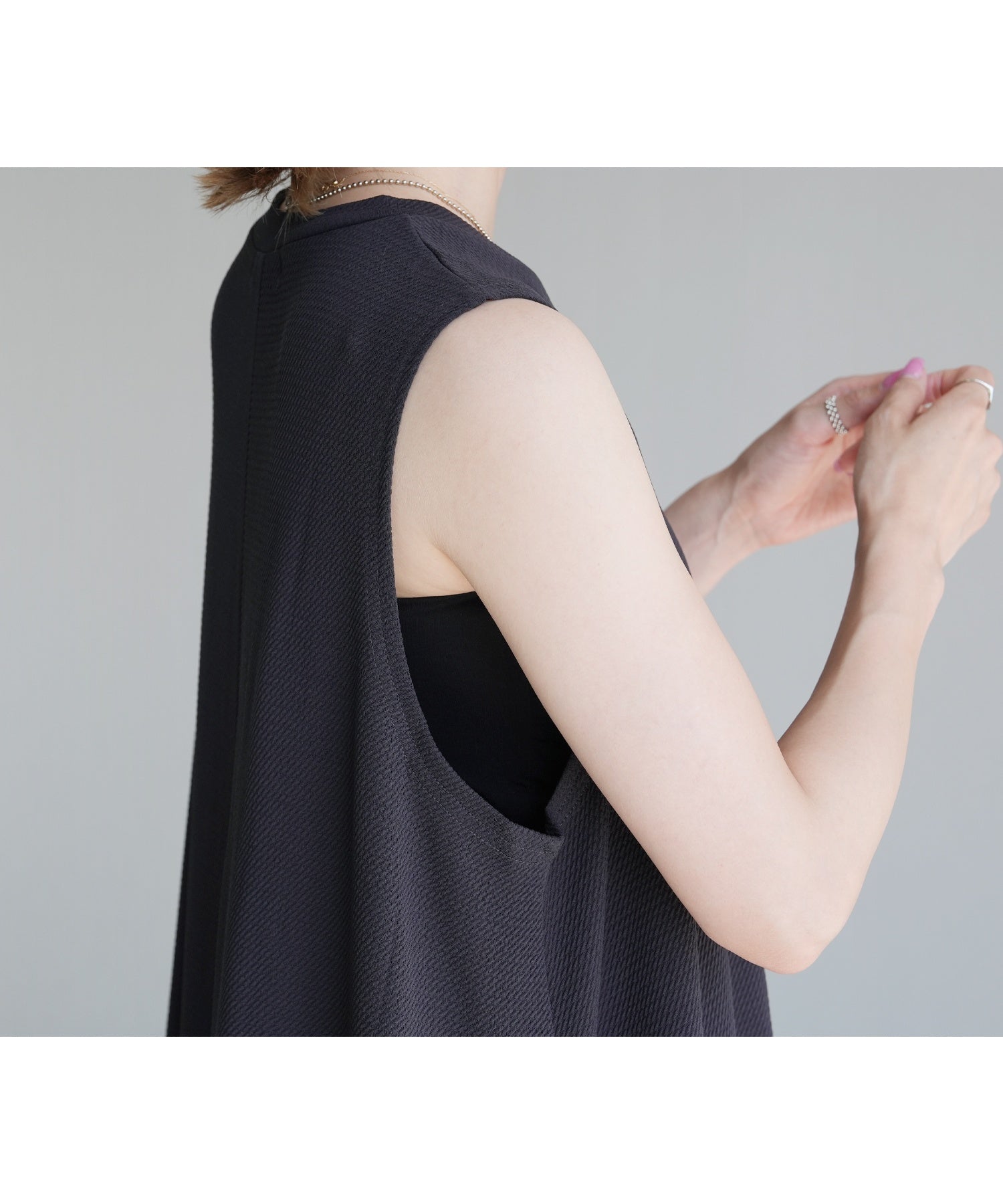 レカ reca エンボス風Aラインワンピース（my-3n23-1312） （チャコール） チャコール