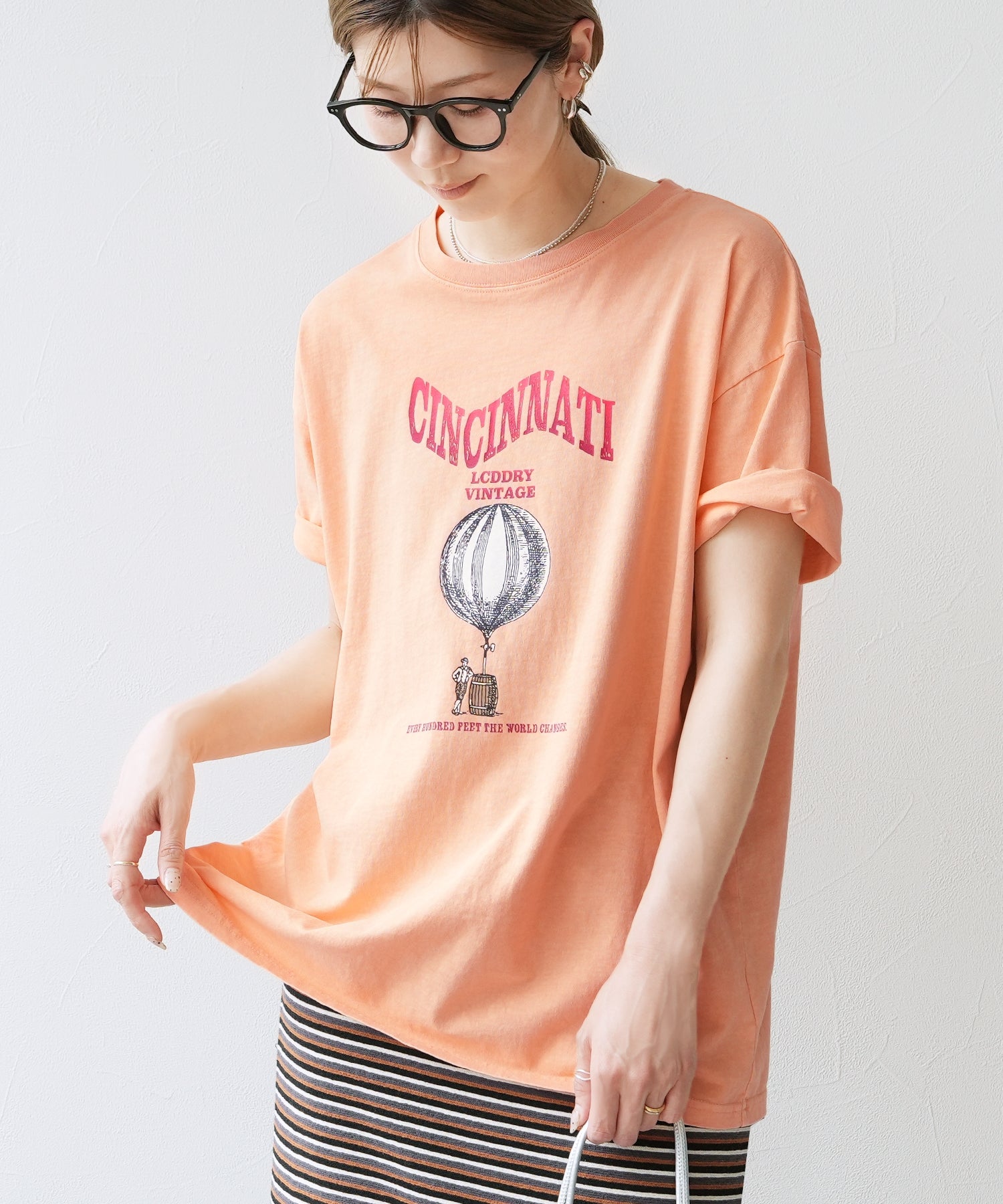レカ reca ヴィンテージ気球プリントロゴTシャツ（bel-z-33324） （オレンジ） オレンジ
