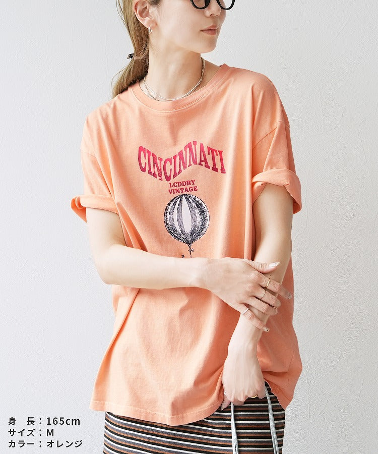 レカ reca ヴィンテージ気球プリントロゴTシャツ（bel-z-33324） （オレンジ） オレンジ