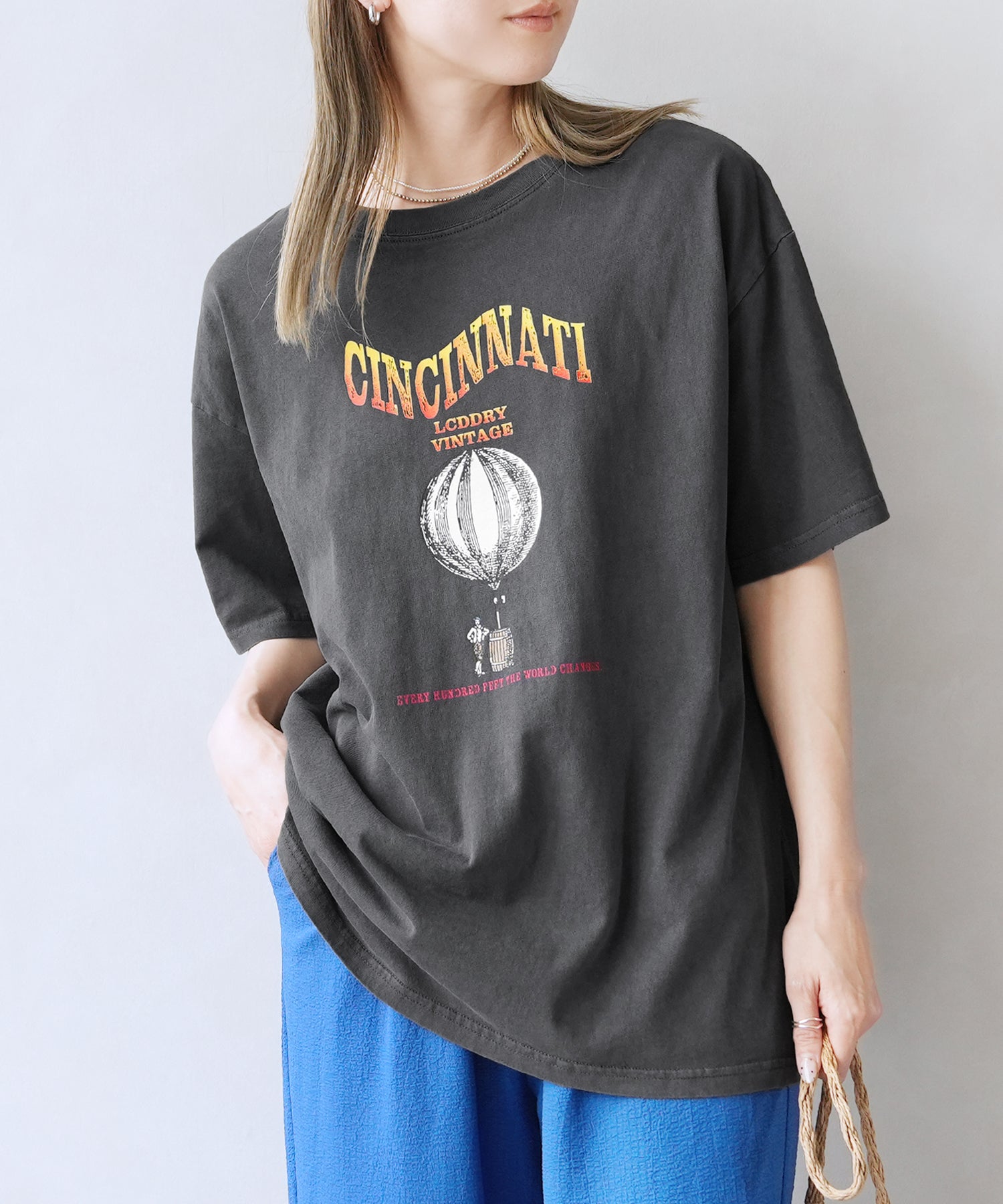 レカ reca ヴィンテージ気球プリントロゴTシャツ（bel-z-33324） （チャコール） チャコール