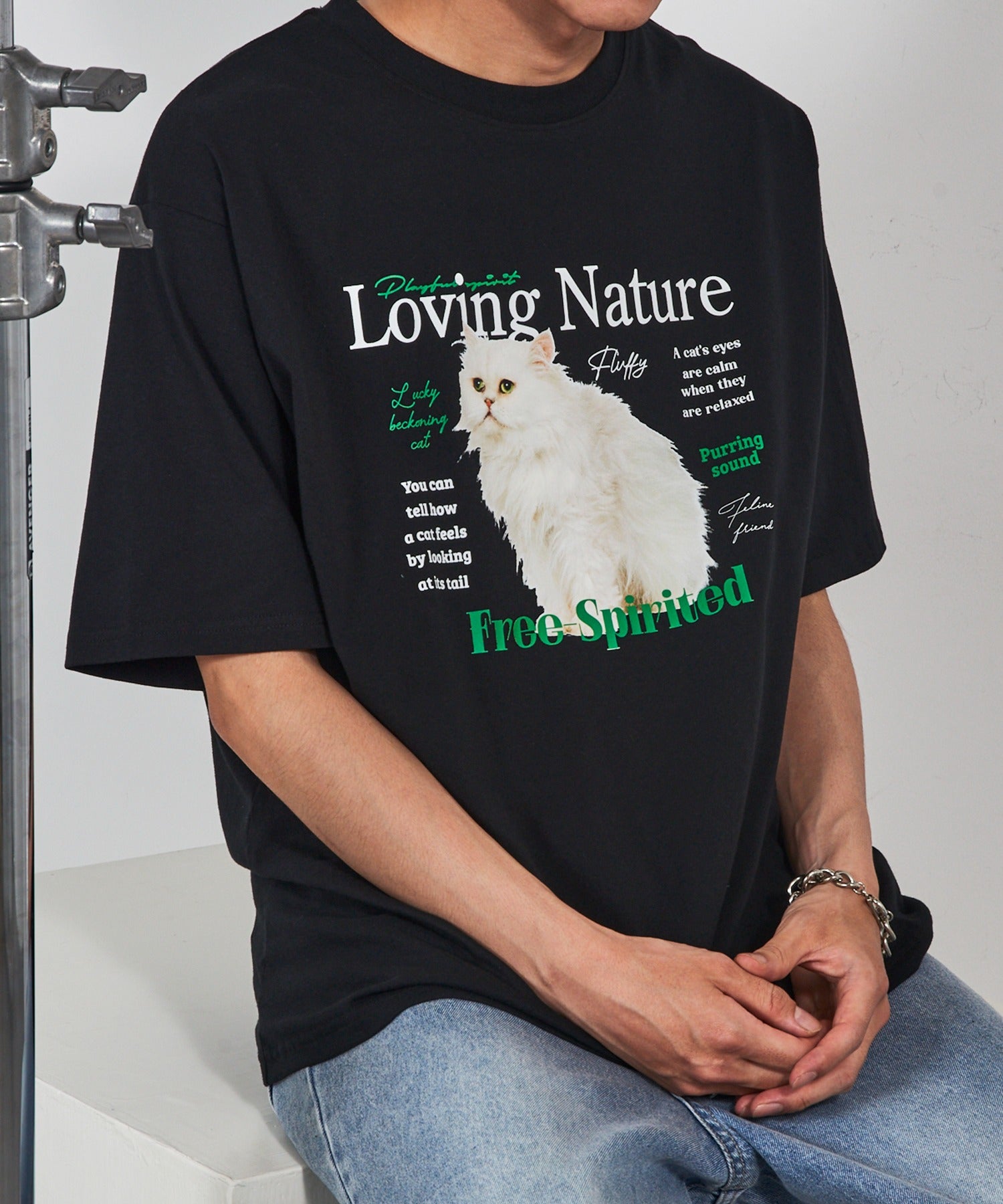 マガジンデモードコンタクト MAGASIN DE MODE CONTACT アニマルプリントTシャツ （ブラック） ブラック