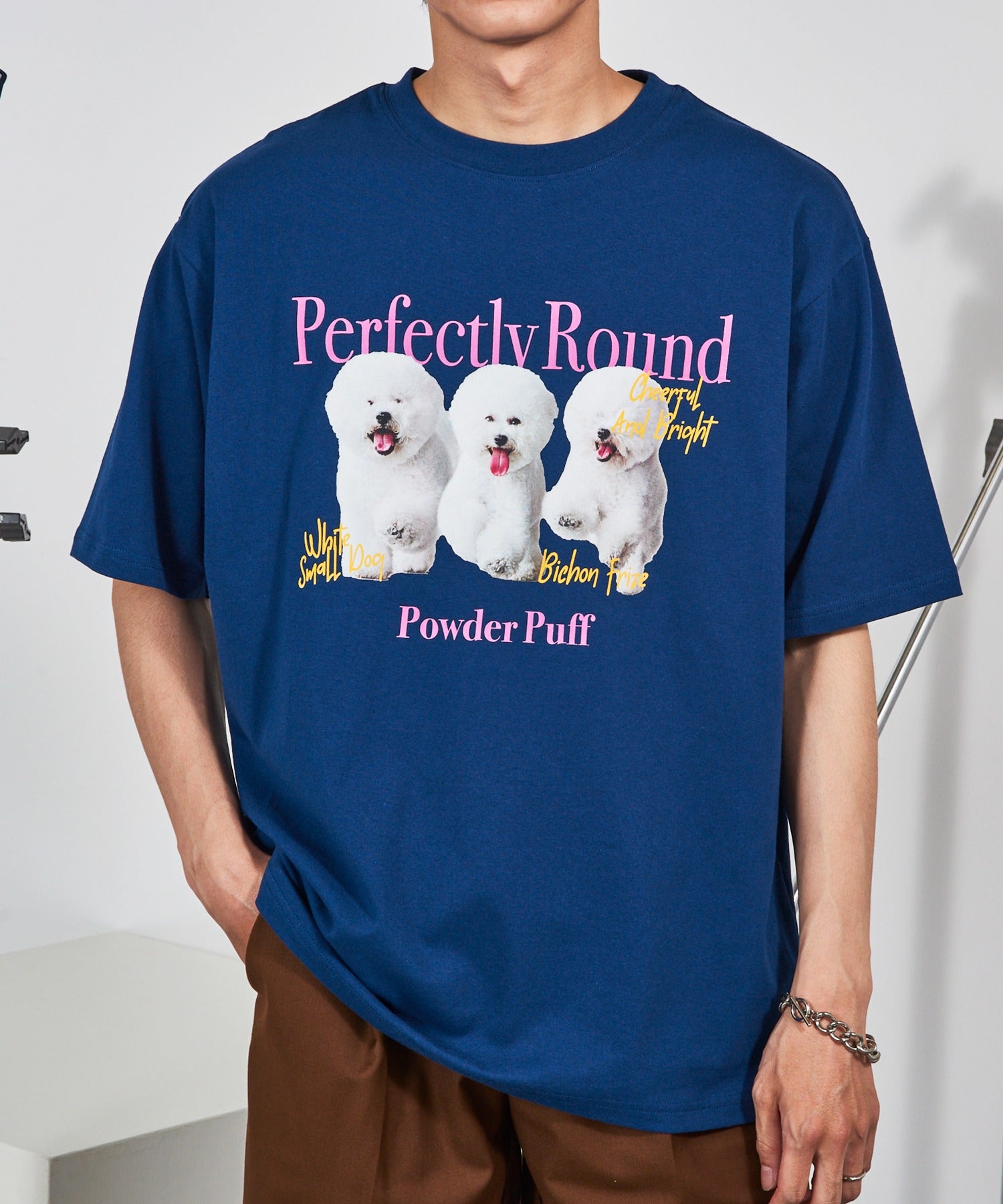 マガジンデモードコンタクト MAGASIN DE MODE CONTACT アニマルプリントTシャツ （ネイビー） ネイビー
