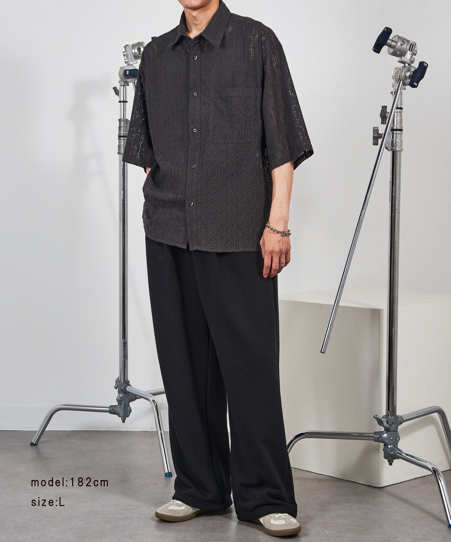 マガジンデモードコンタクト MAGASIN DE MODE CONTACT ダブルタック極太スエットパンツ （ブラック） ブラック