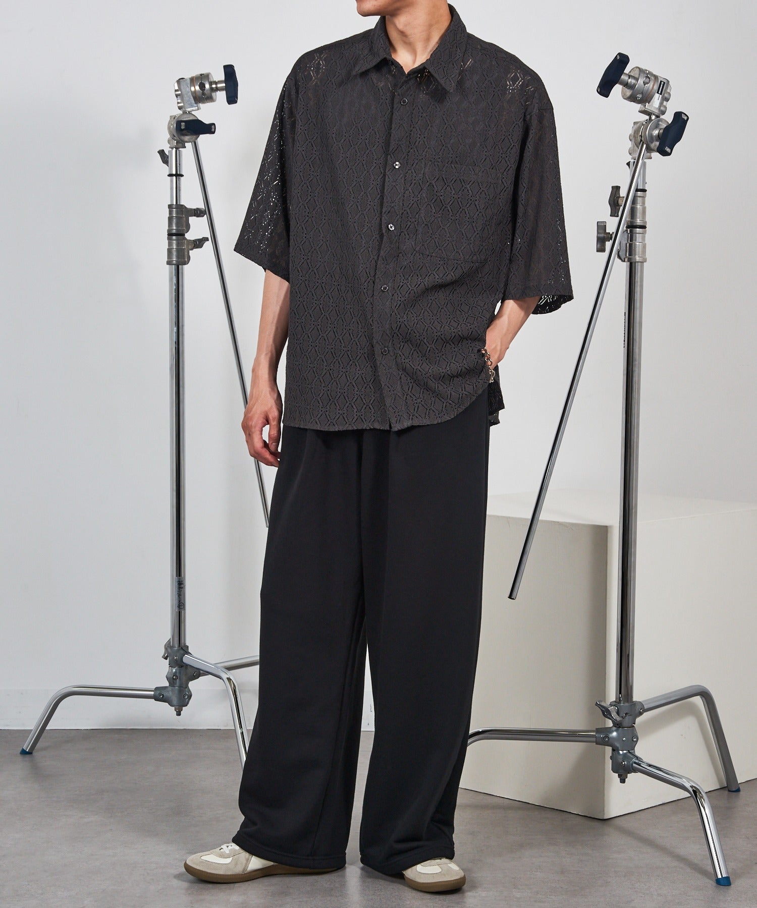 マガジンデモードコンタクト MAGASIN DE MODE CONTACT ダブルタック極太スエットパンツ （ブラック） ブラック