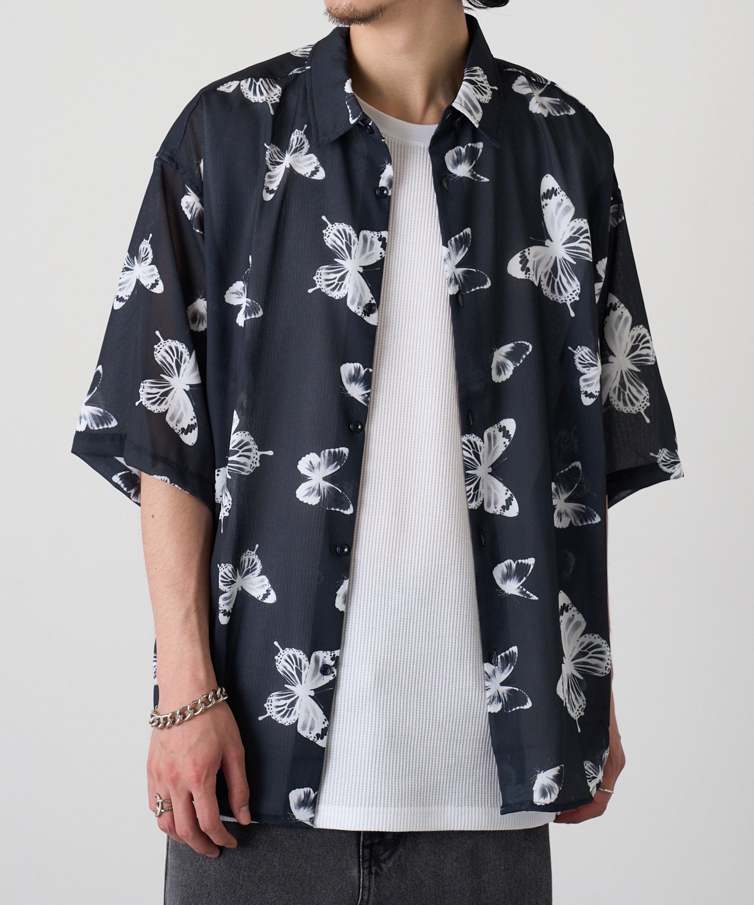 マガジンデモードコンタクト MAGASIN DE MODE CONTACT H/S 総柄シャツ （ブラック系その他2） ブラック系その他2