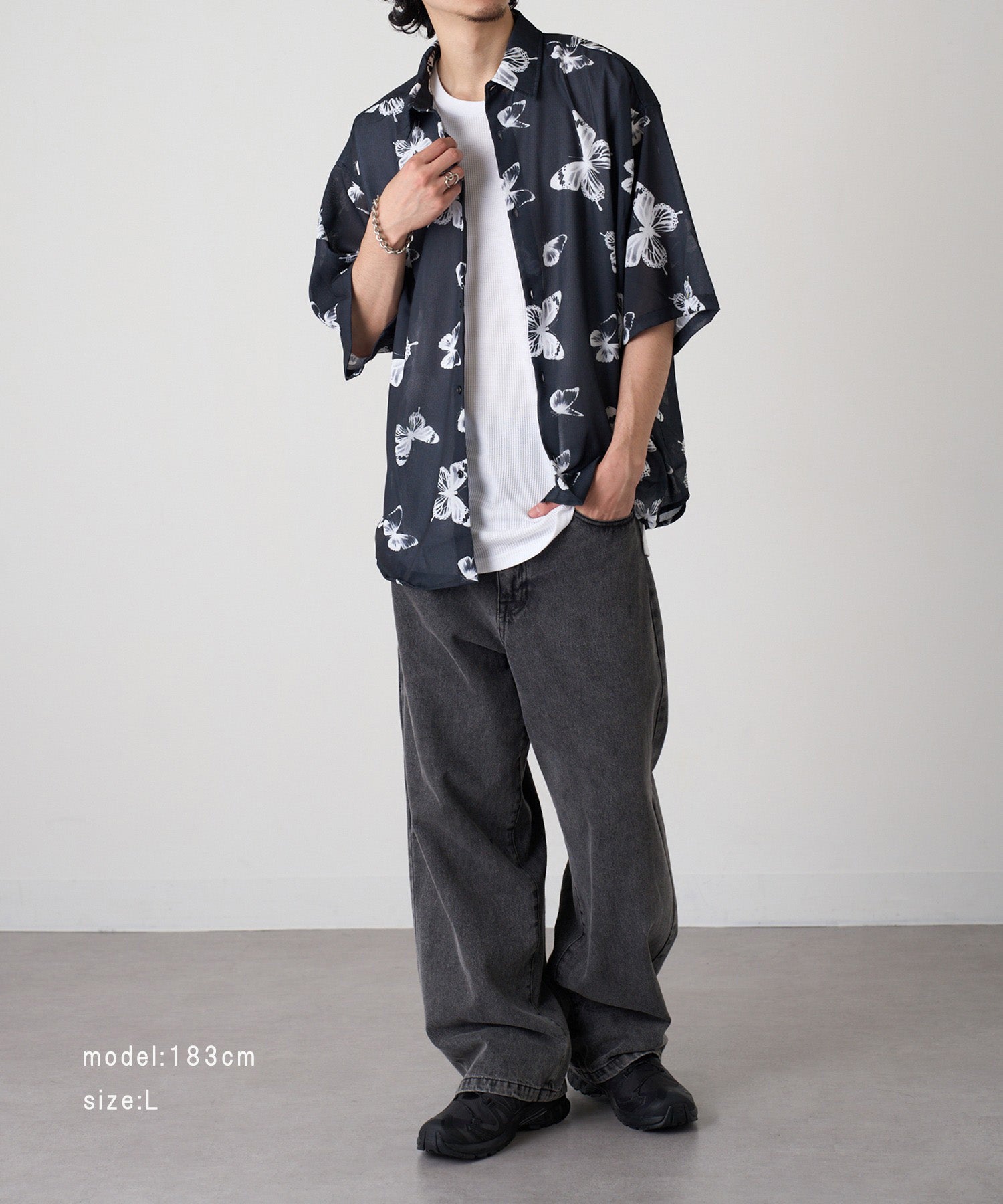 マガジンデモードコンタクト MAGASIN DE MODE CONTACT H/S 総柄シャツ （ブラック系その他2） ブラック系その他2